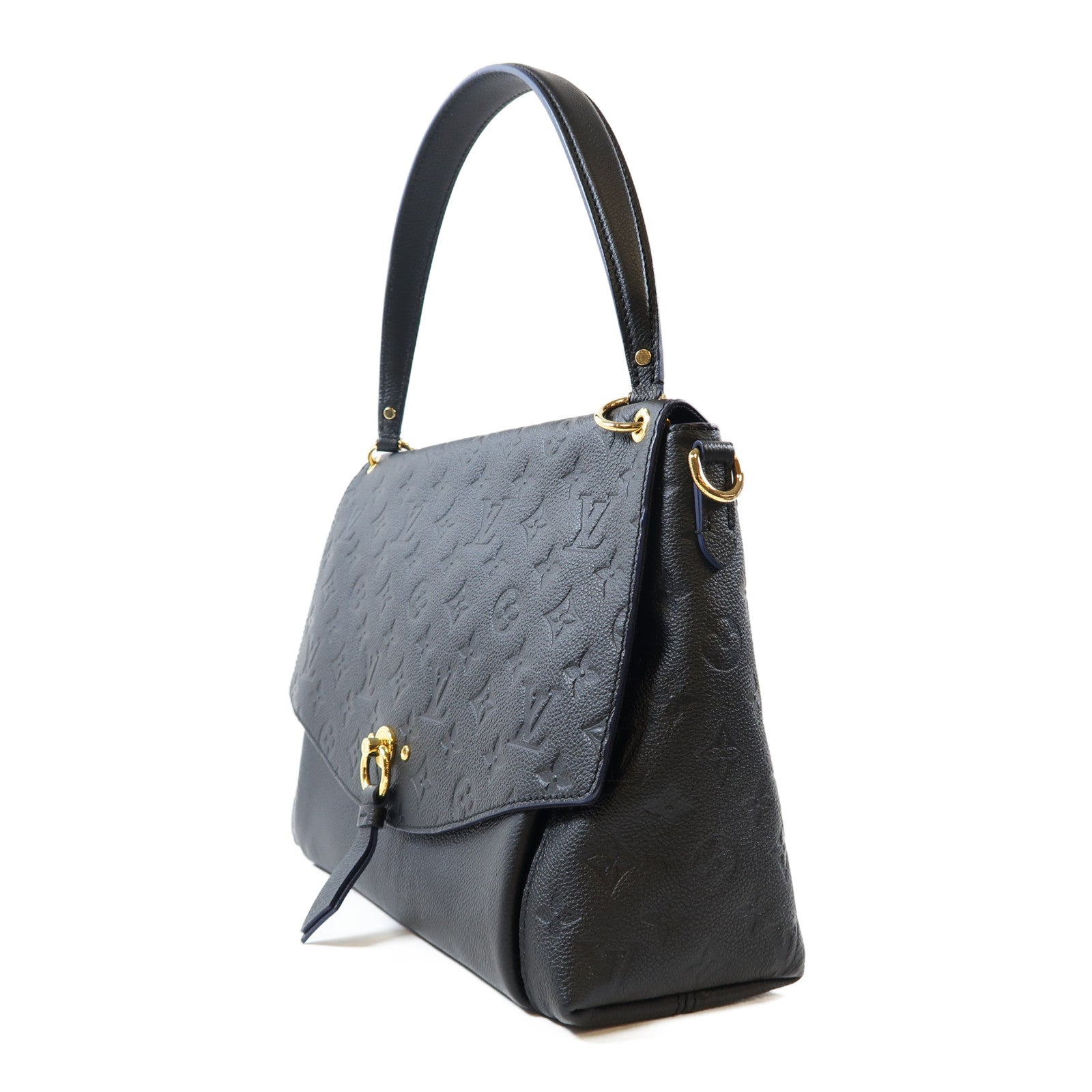 LOUIS VUITTON Monogram Empreinte Blanche MM金扣手挽肩背兩用袋黑色