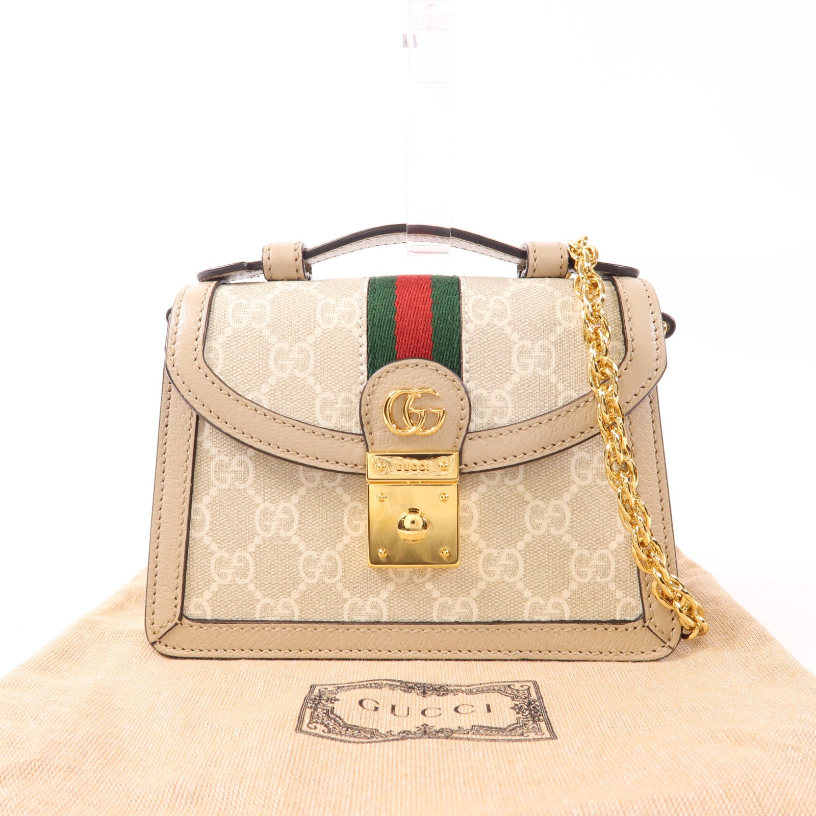 GUCCI 塗層帆布Ophidia Mini Shoulder Bag金扣手挽肩背兩用袋