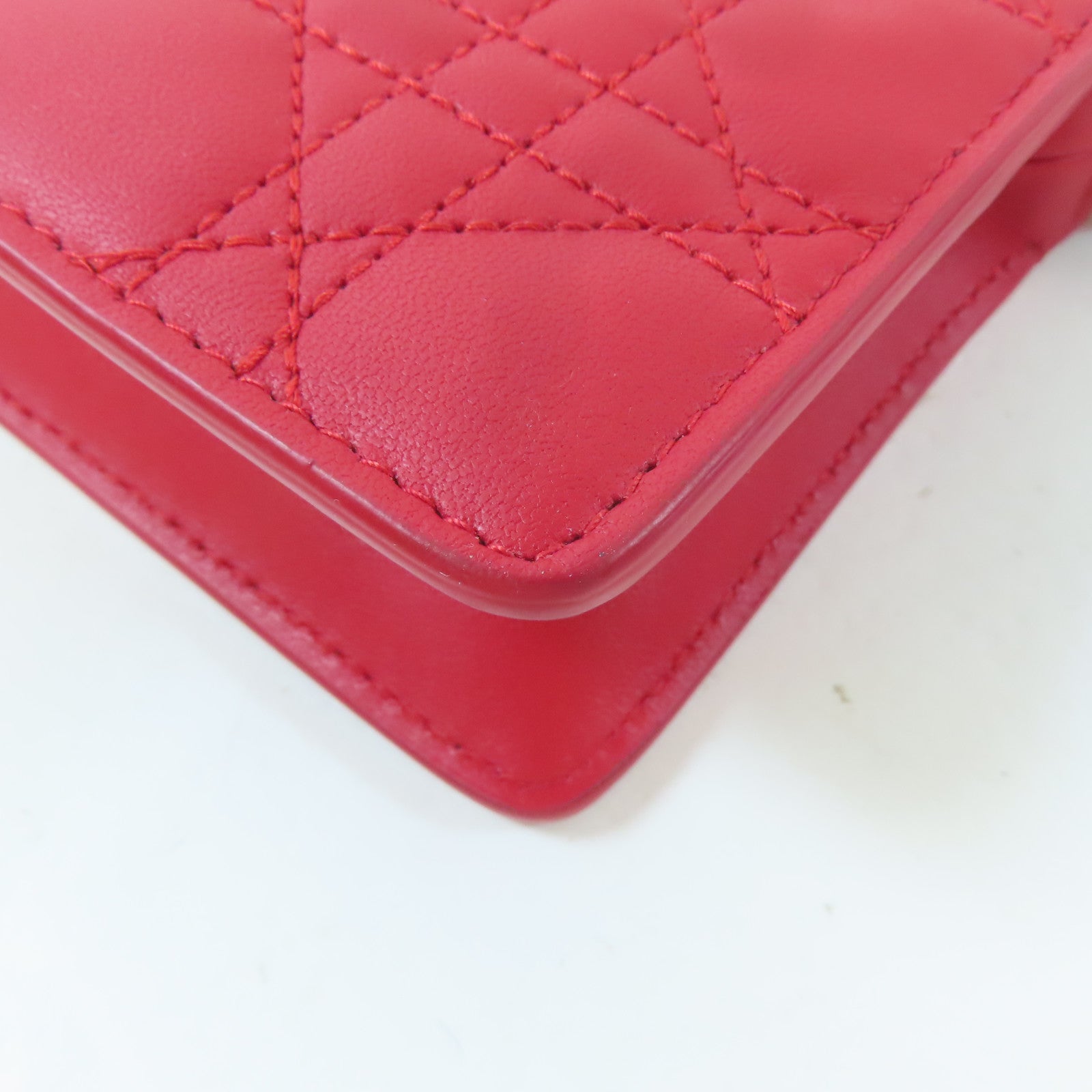 Dior 牛皮皮革Shoulder Bag金扣手挽肩背兩用袋紅色