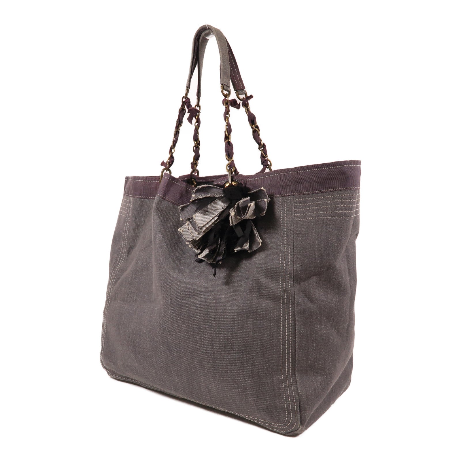 LANVIN 【激減優惠】牛仔布Tote Bag肩背袋灰色
