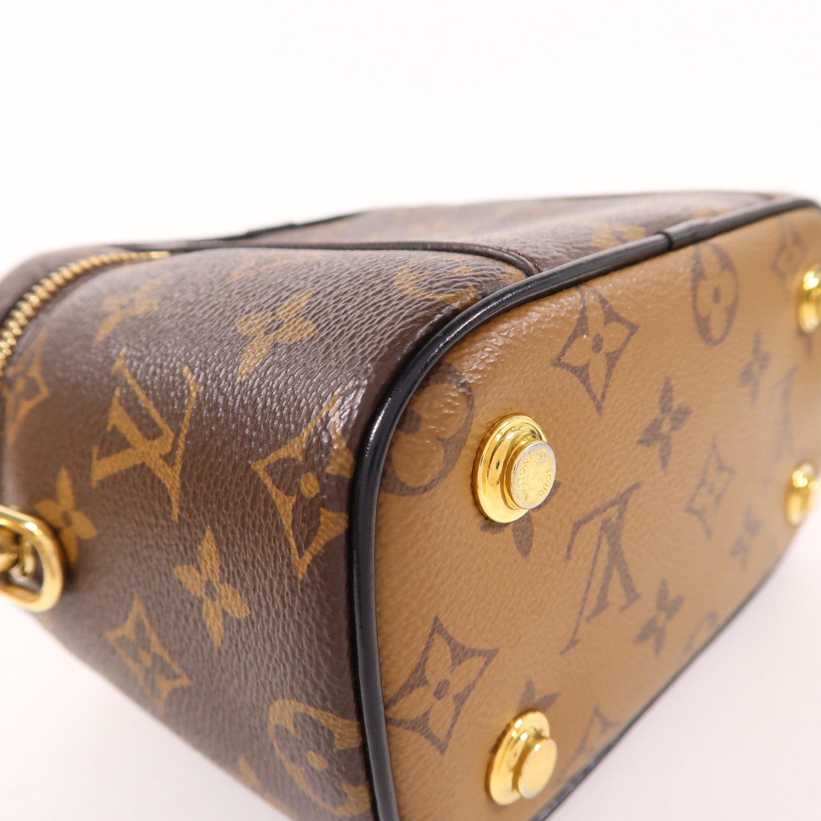 LOUIS VUITTON Monogram Reverse Vanity PM金扣手挽肩背兩用袋棕色