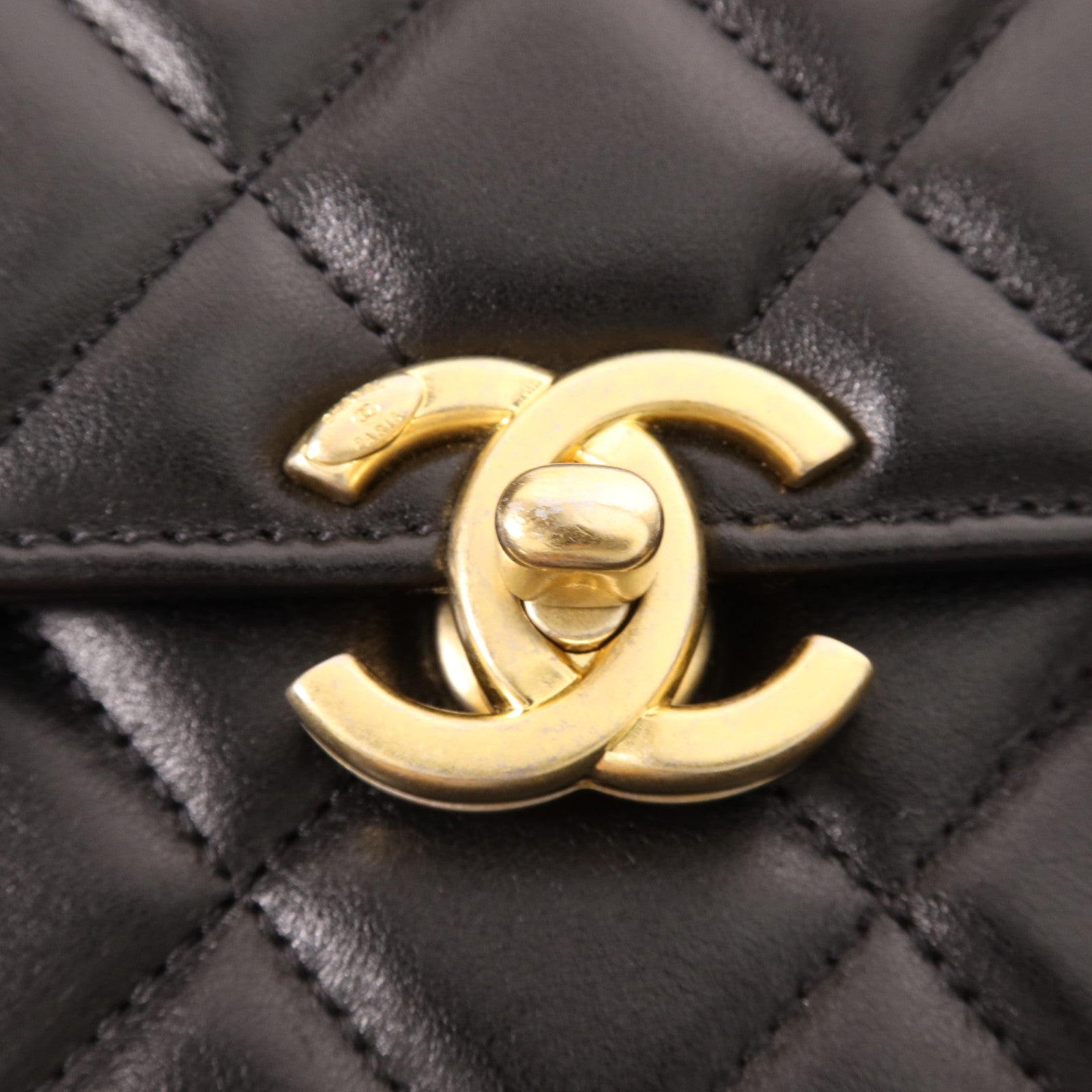 CHANEL 羊皮皮革Shoulder Bag金扣手挽肩背兩用袋