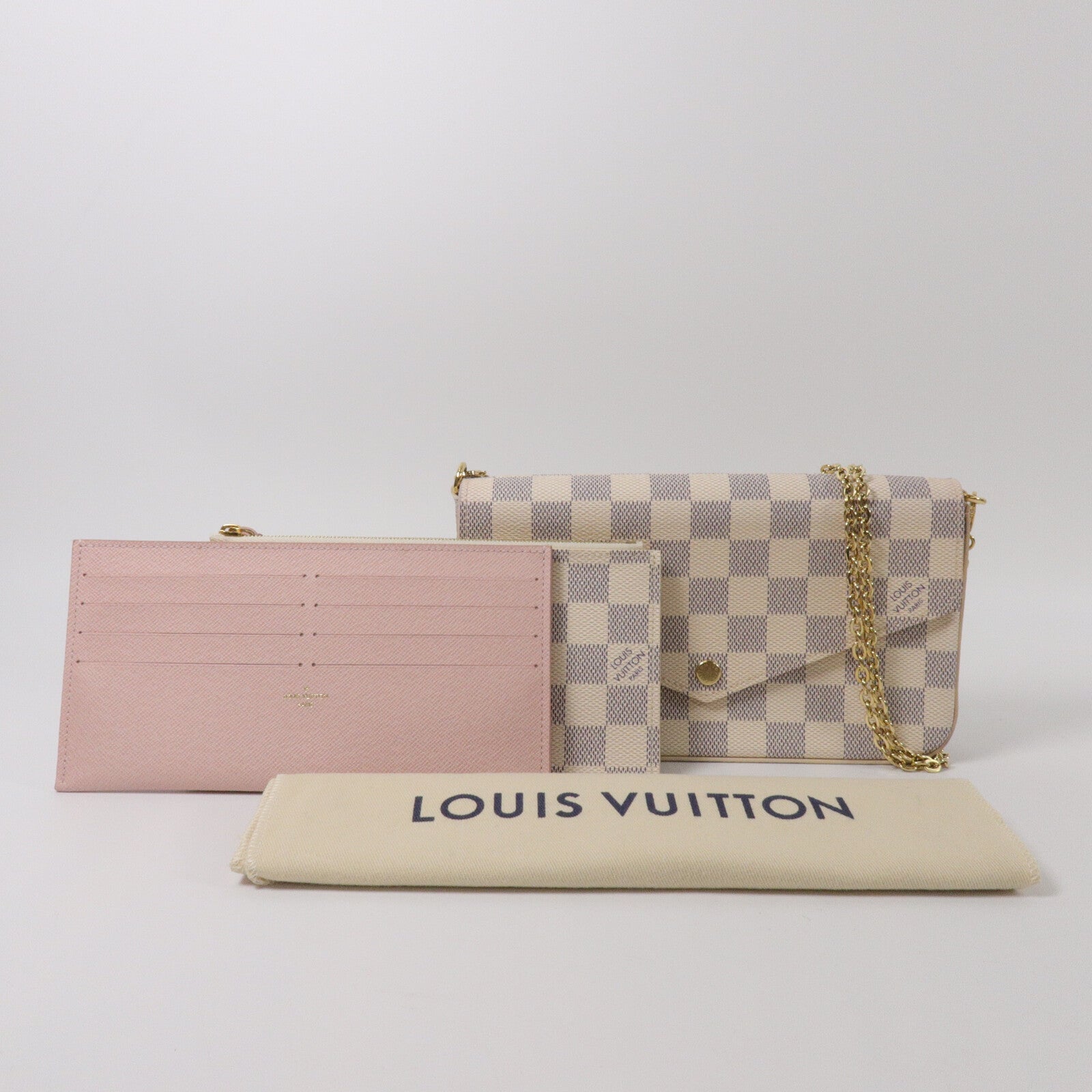 LOUIS VUITTON Damier Azur Felicia Pochette鏈帶肩背袋