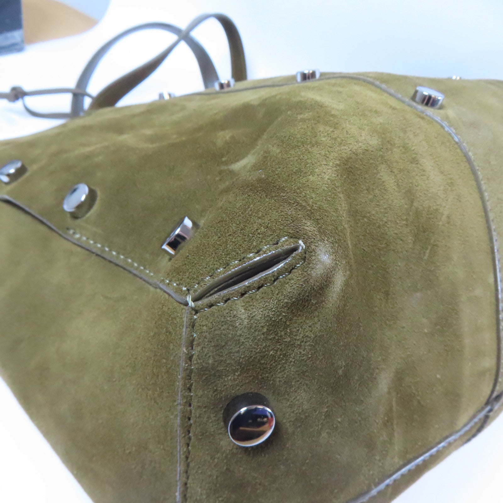JIMMY CHOO **【激減優惠】絨面皮革Tote Bag銀扣手挽袋綠色
