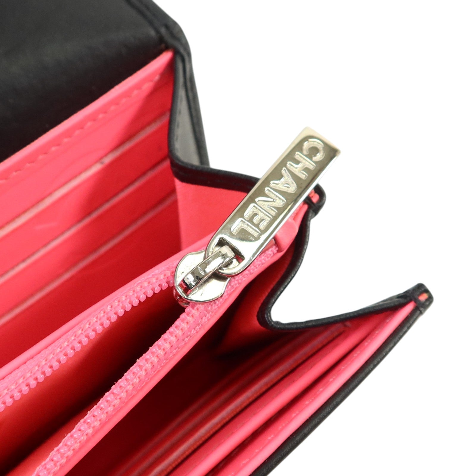 CHANEL 牛皮皮革Cambon Long Wallet銀扣長錢包