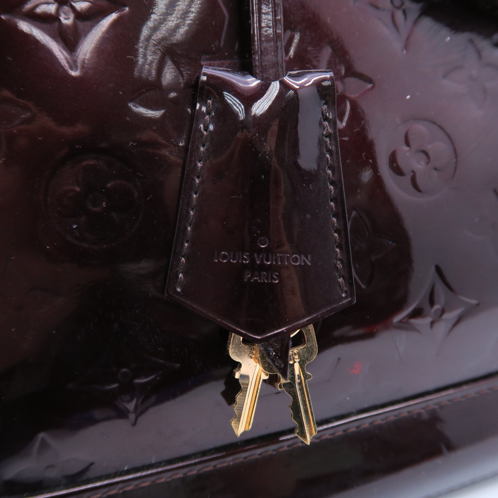 LOUIS VUITTON **【清倉大減價】Monogram Vernis Alma MM金扣手挽袋酒紅色