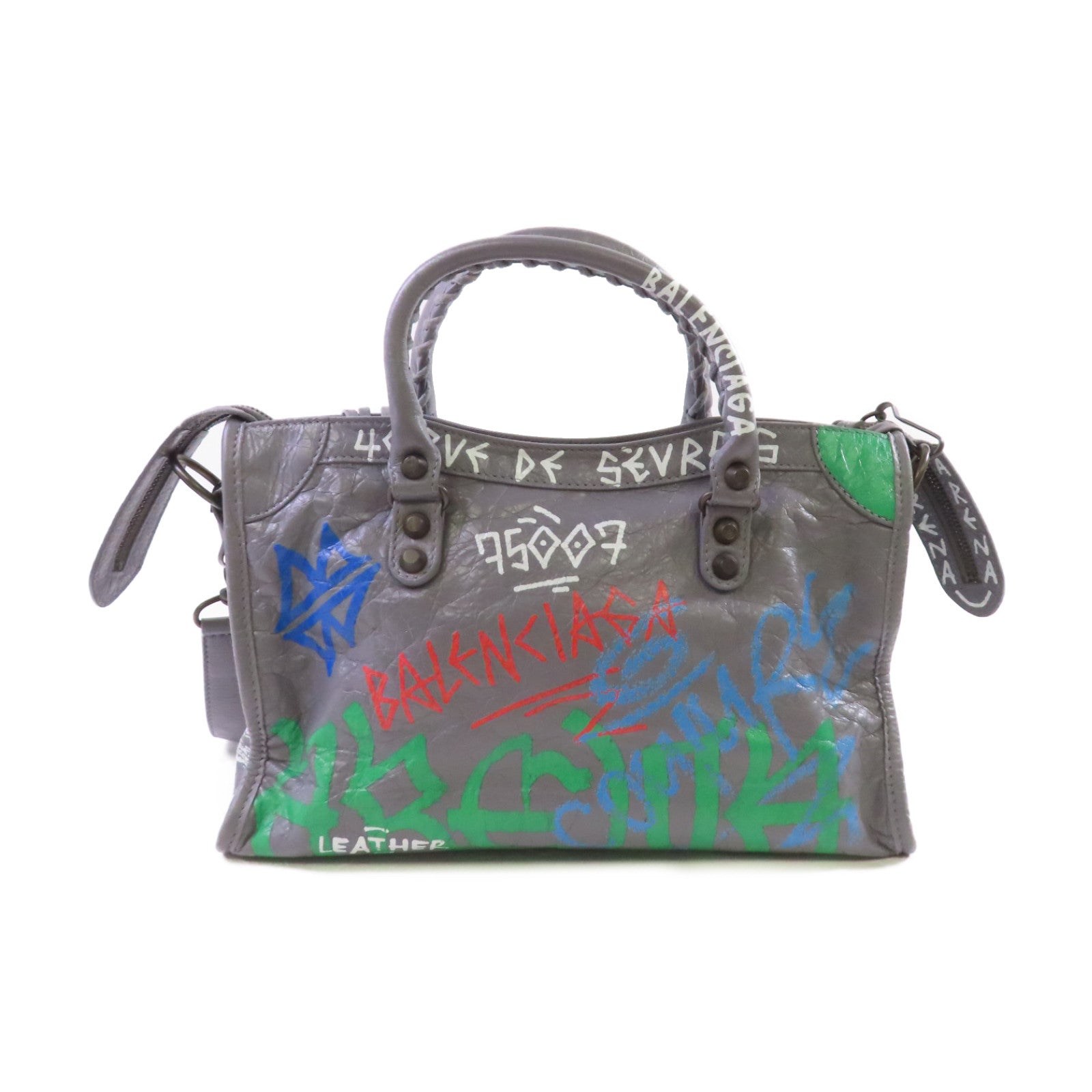 BALENCIAGA 羊皮皮革Mini City 2way Shoulder Bag手挽肩背兩用袋灰色/彩色