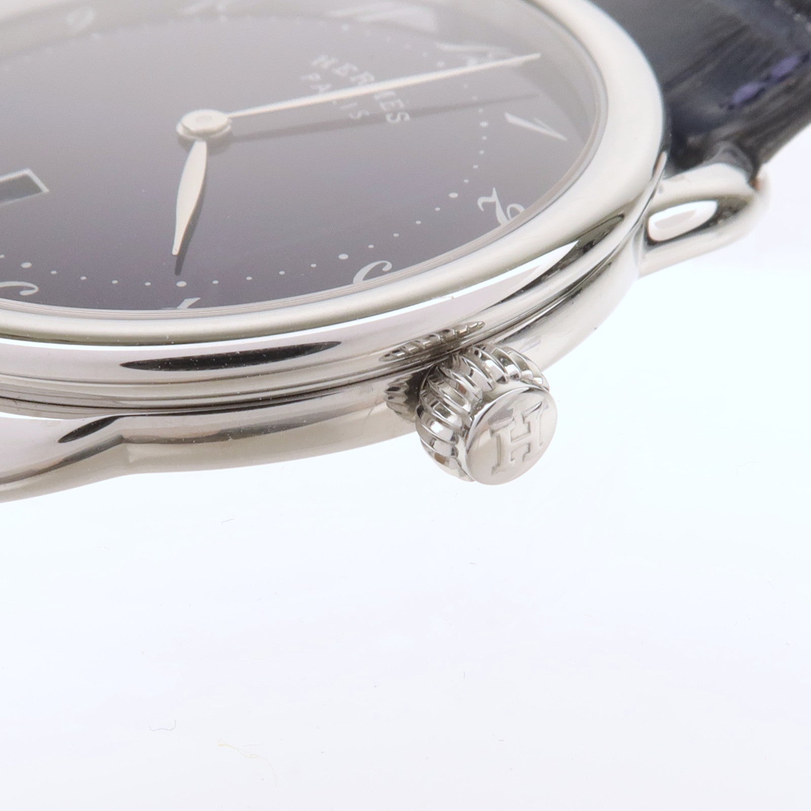 HERMES Arceau watch不鏽鋼手錶石英機芯藍色