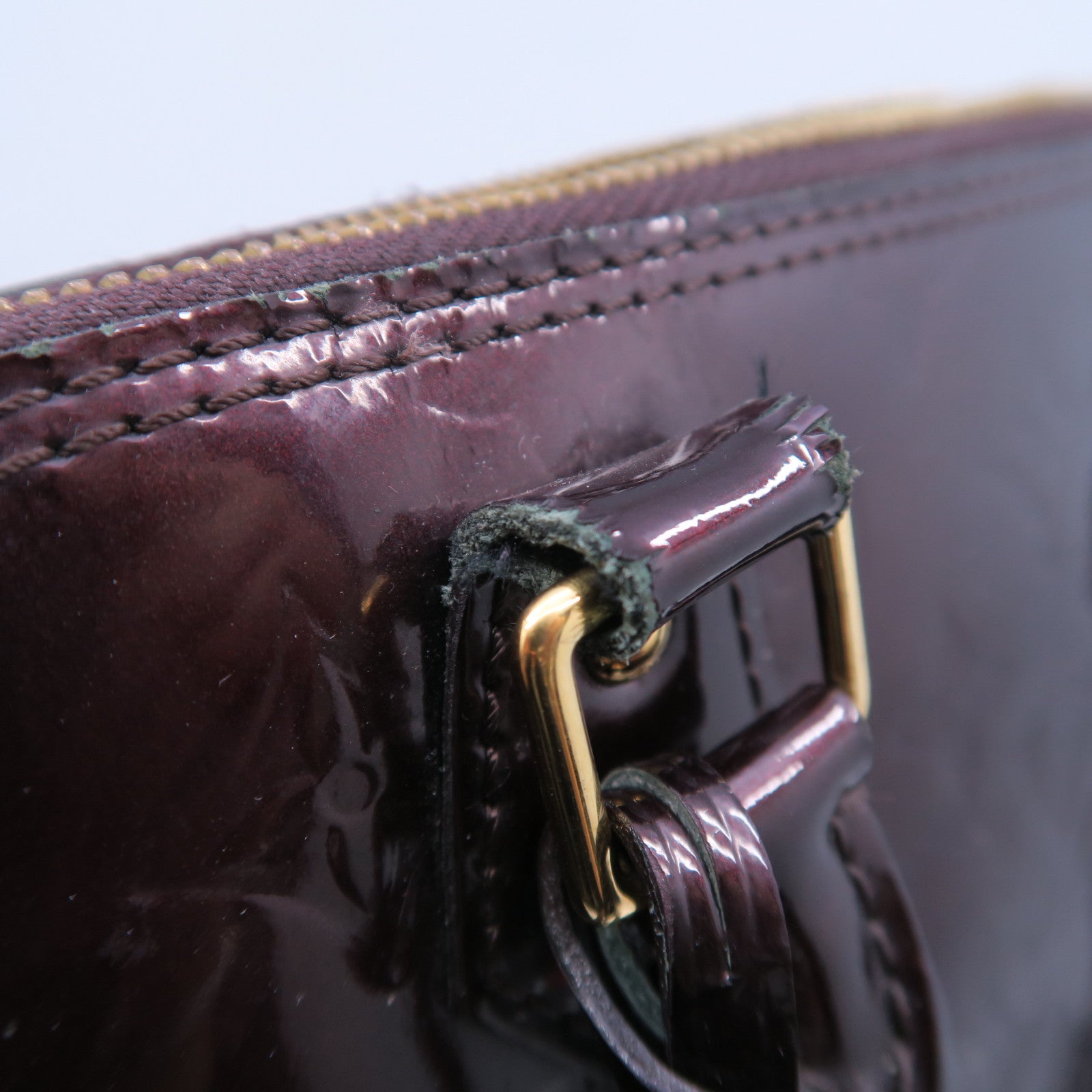 LOUIS VUITTON **【清倉大減價】Monogram Vernis Alma MM金扣手挽袋酒紅色