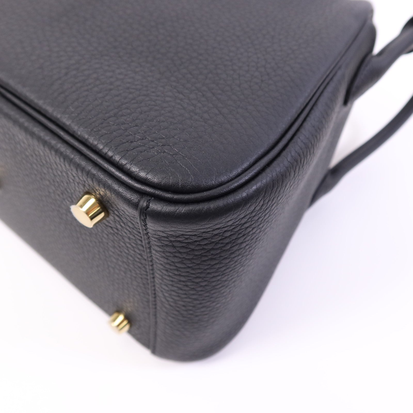 HERMES Clemence皮革Lindy 26金扣手挽肩背兩用袋Noir