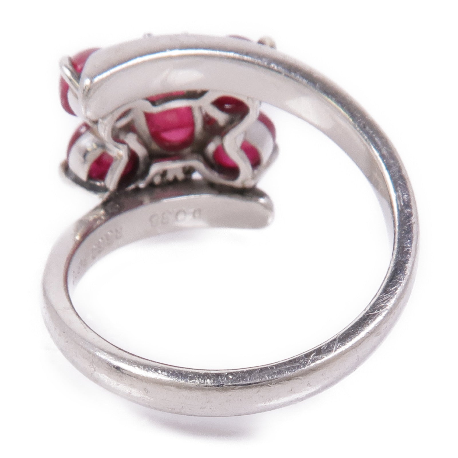 JEWELRY 【激減優惠】PT900鉑金Ruby/Diamond Ring紅寶石/鑽石戒指US#6.5