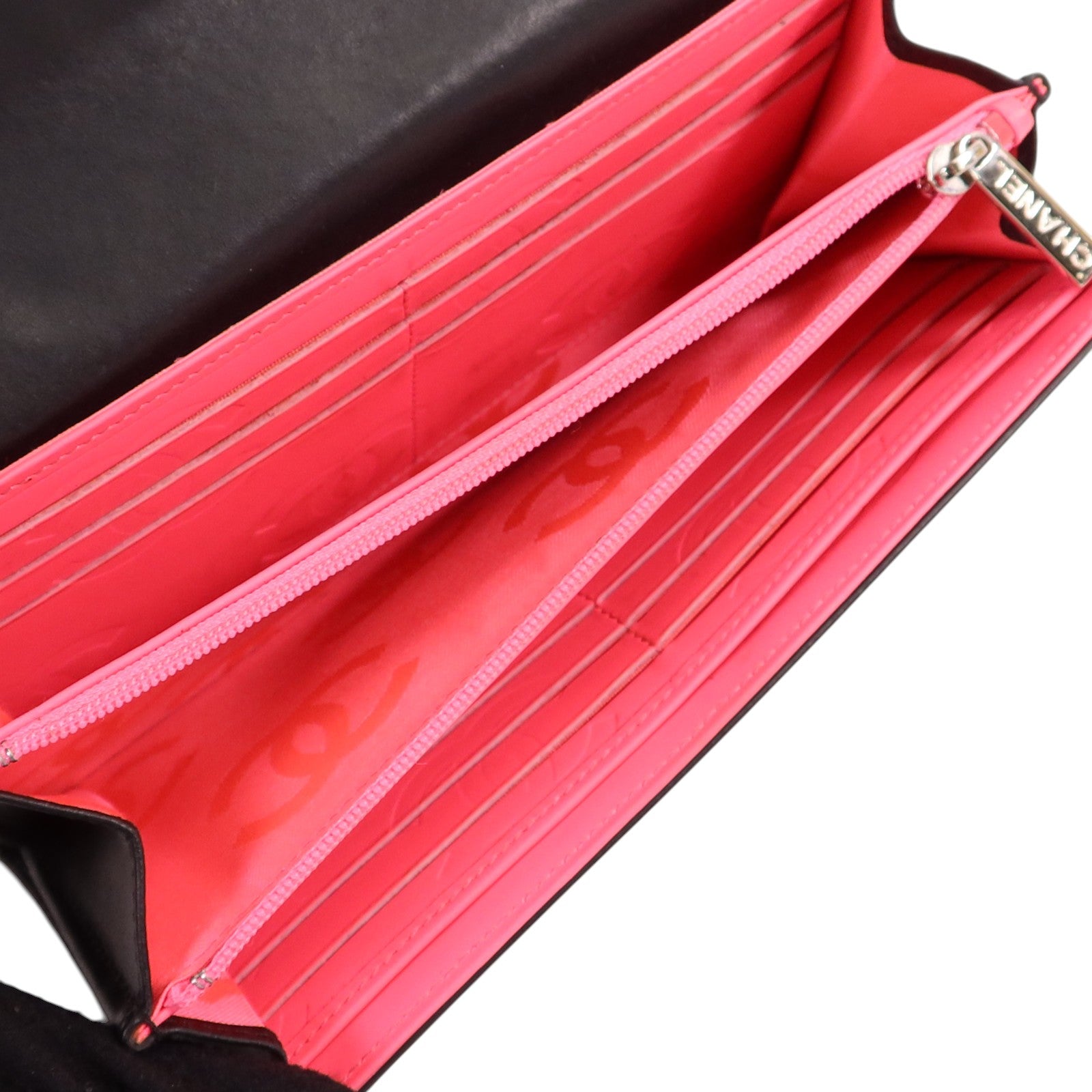 CHANEL 牛皮皮革Cambon Long Wallet銀扣長錢包