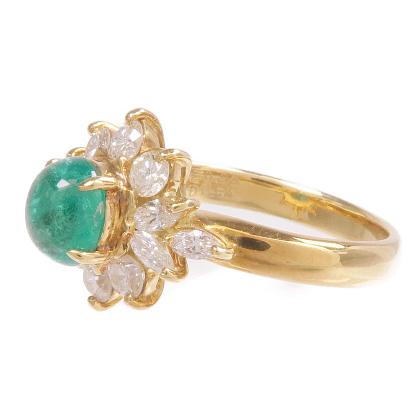JEWELRY 18K黃金Emerald Diamond Ring綠寶石/鑽石戒指US#5.75