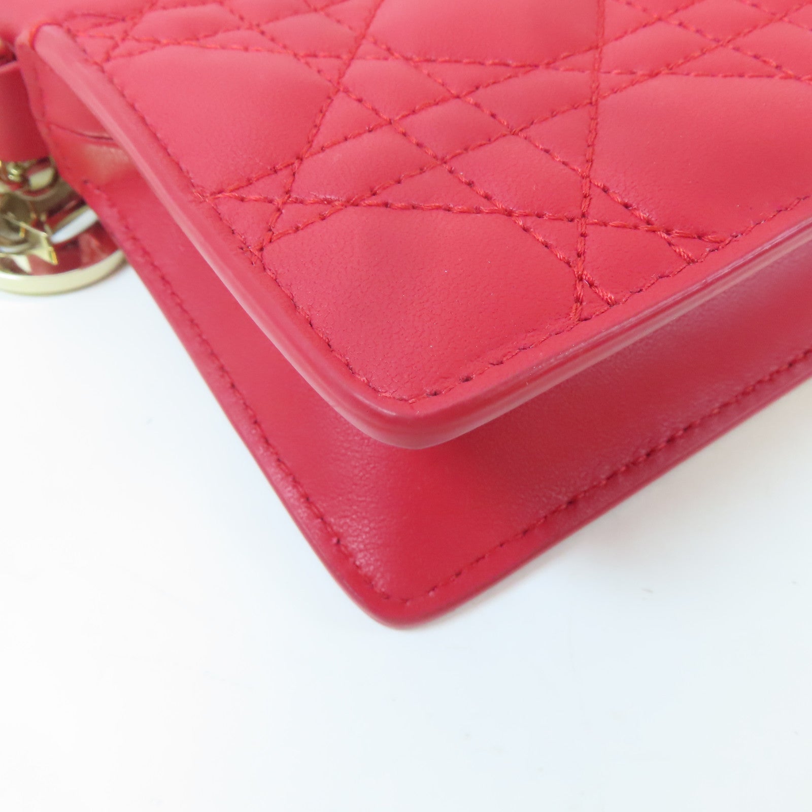 Dior 牛皮皮革Shoulder Bag金扣手挽肩背兩用袋紅色