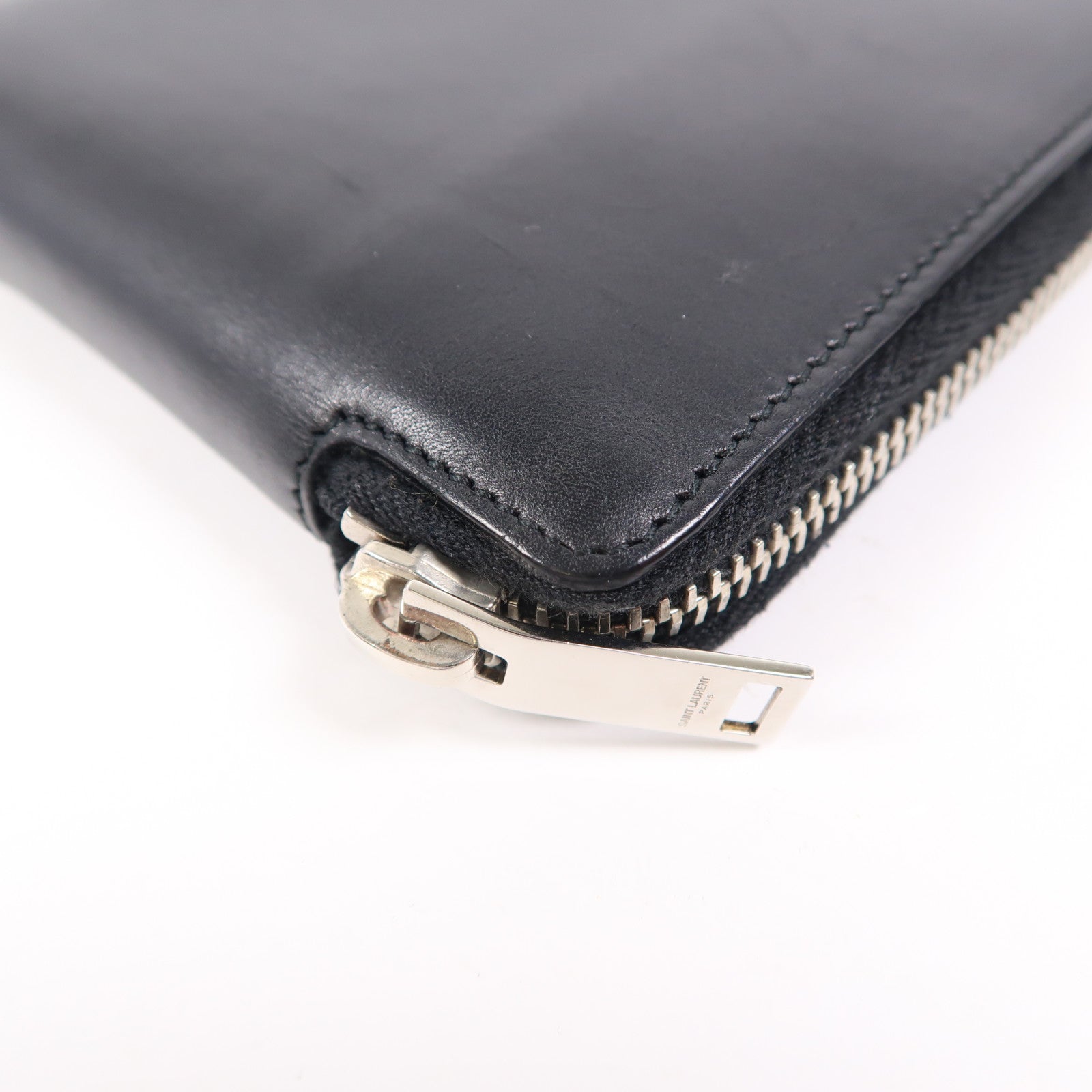 SAINT LAURENT 牛皮皮革Wallet銀扣錢包