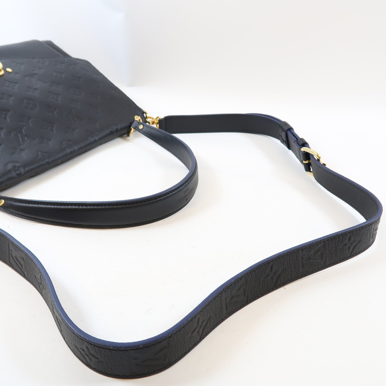 LOUIS VUITTON Monogram Empreinte Blanche MM金扣手挽肩背兩用袋黑色