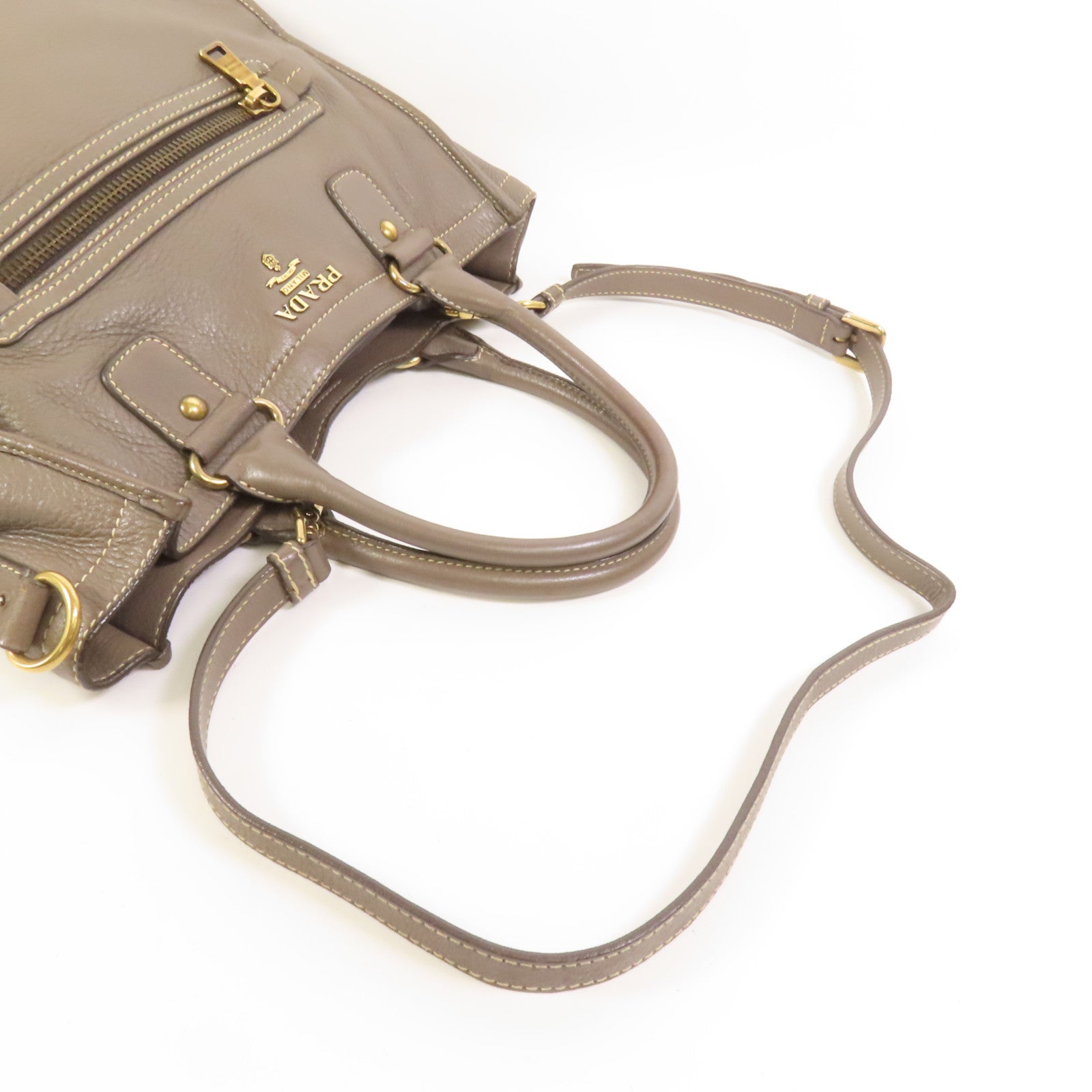 PRADA 牛皮皮革2 Way Shoulder金扣手挽肩背兩用袋