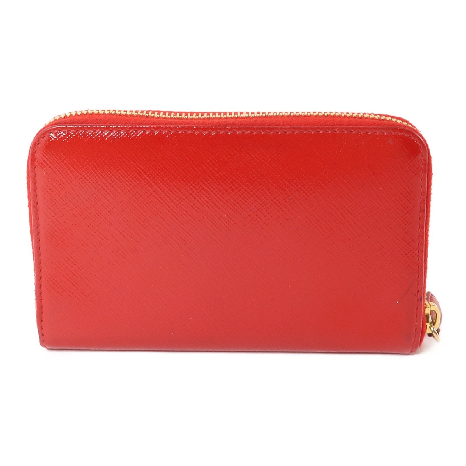 PRADA 皮革Zipper Wallet金扣錢包紅色