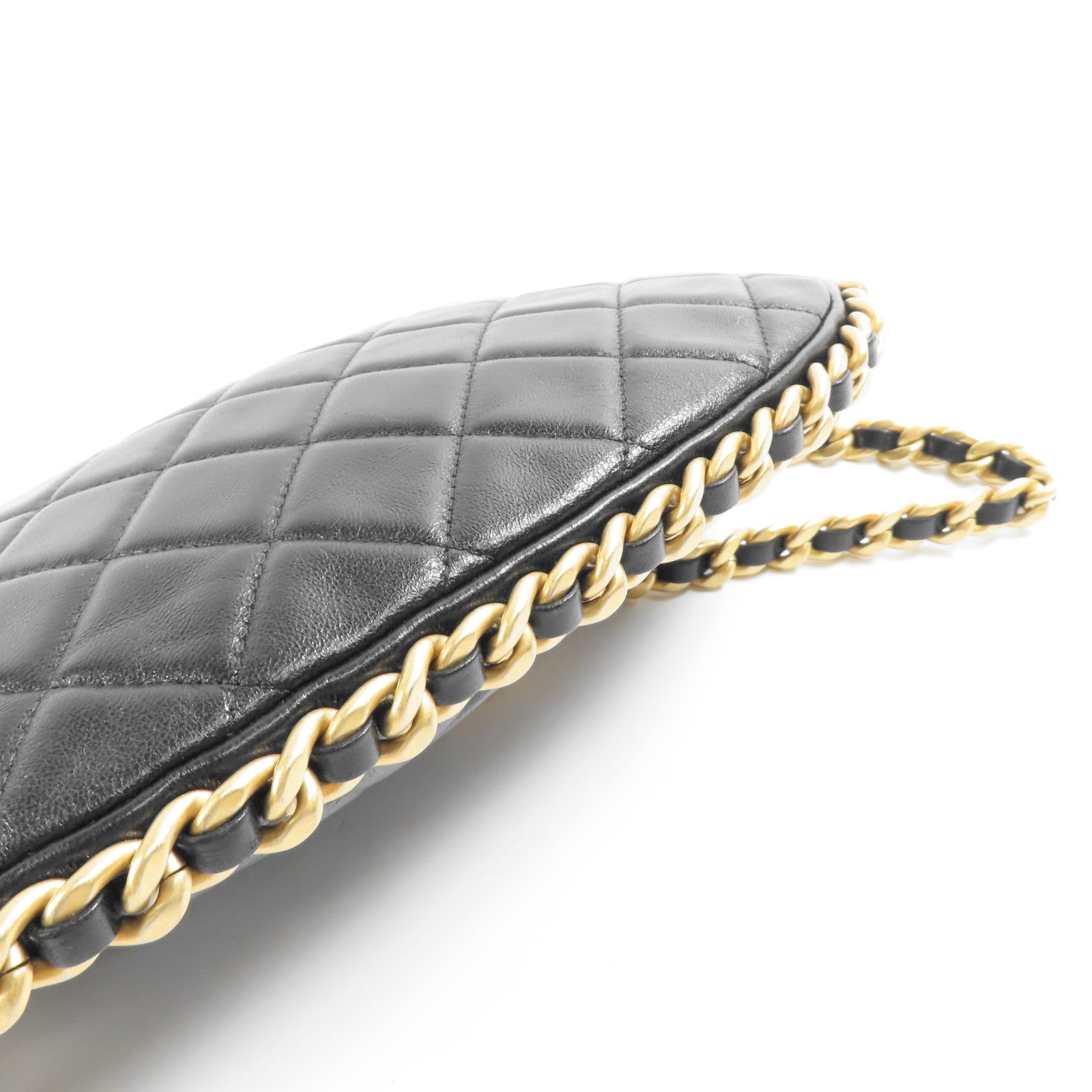 CHANEL 羊皮皮革Matelasse Chain Shoulder金扣手挽肩背兩用袋