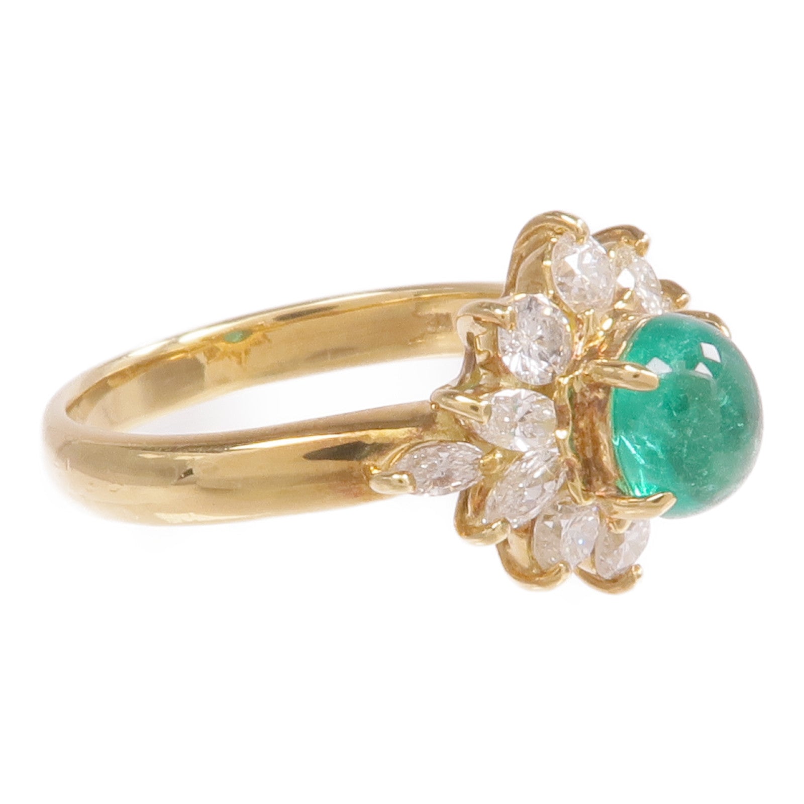 JEWELRY 18K黃金Emerald Diamond Ring綠寶石/鑽石戒指US#5.75