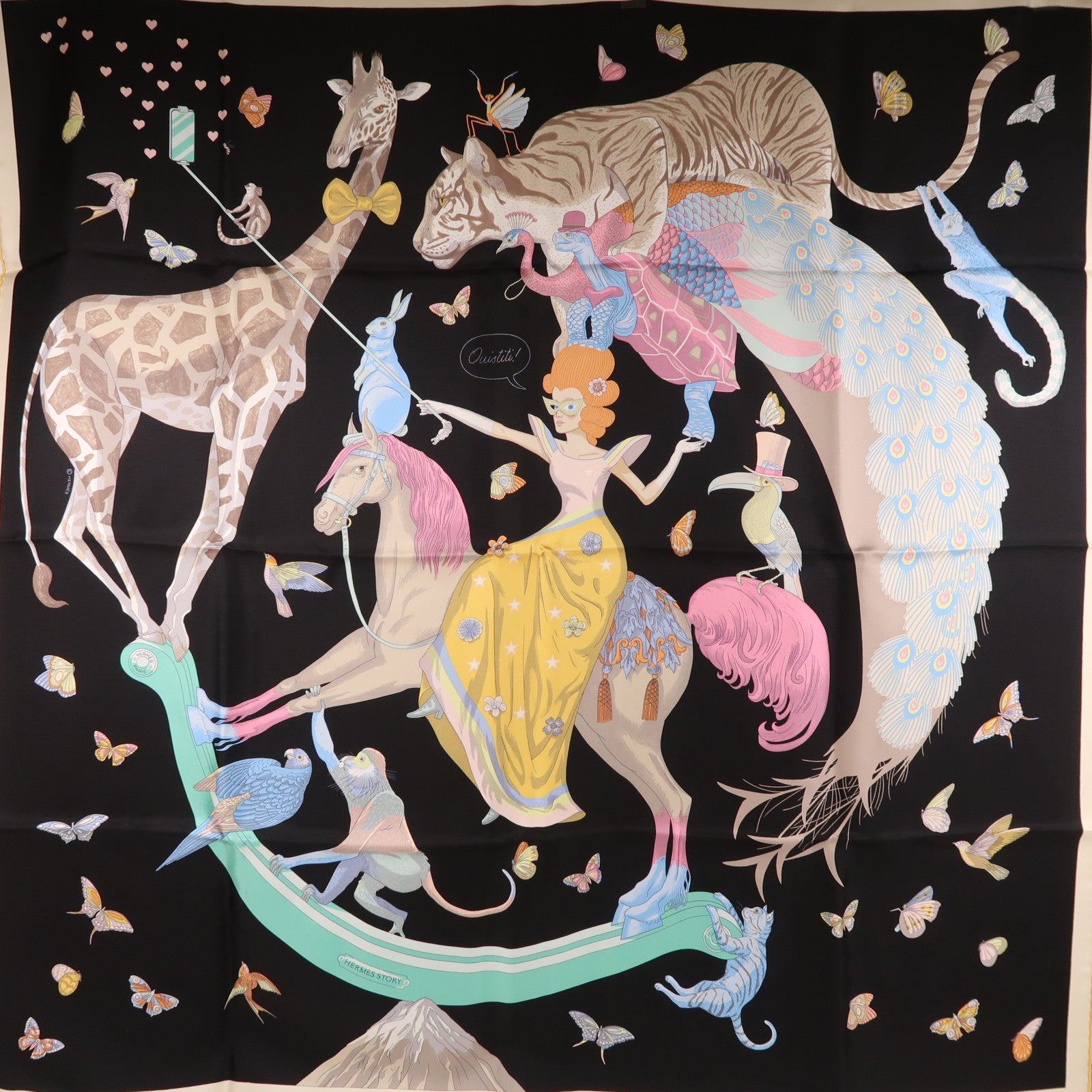 HERMES 絲質Scarf 90X90絲巾黑色