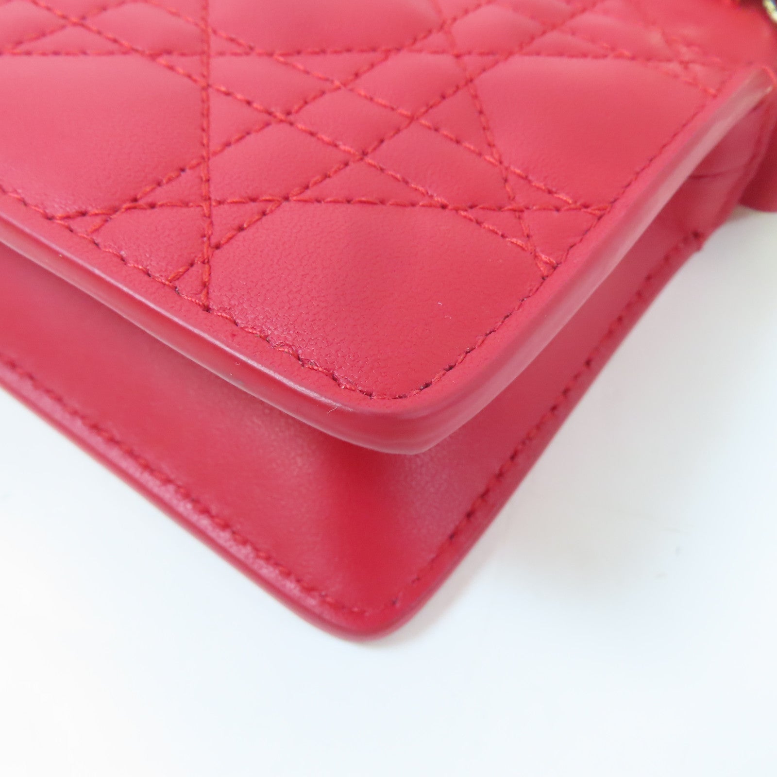 Dior 牛皮皮革Shoulder Bag金扣手挽肩背兩用袋紅色