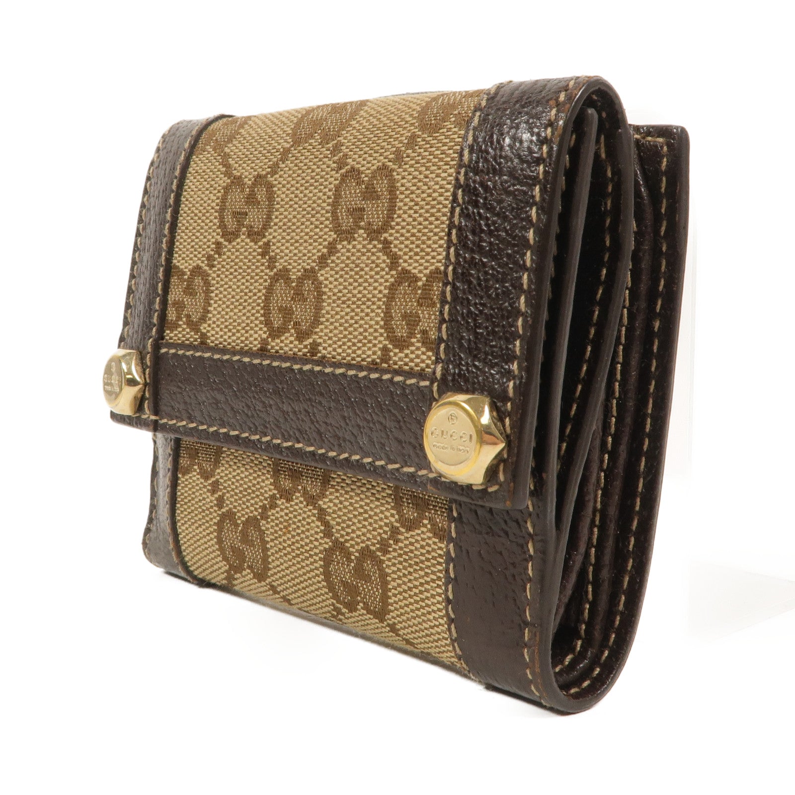GUCCI 帆布/牛皮皮革Bifold Wallet錢包