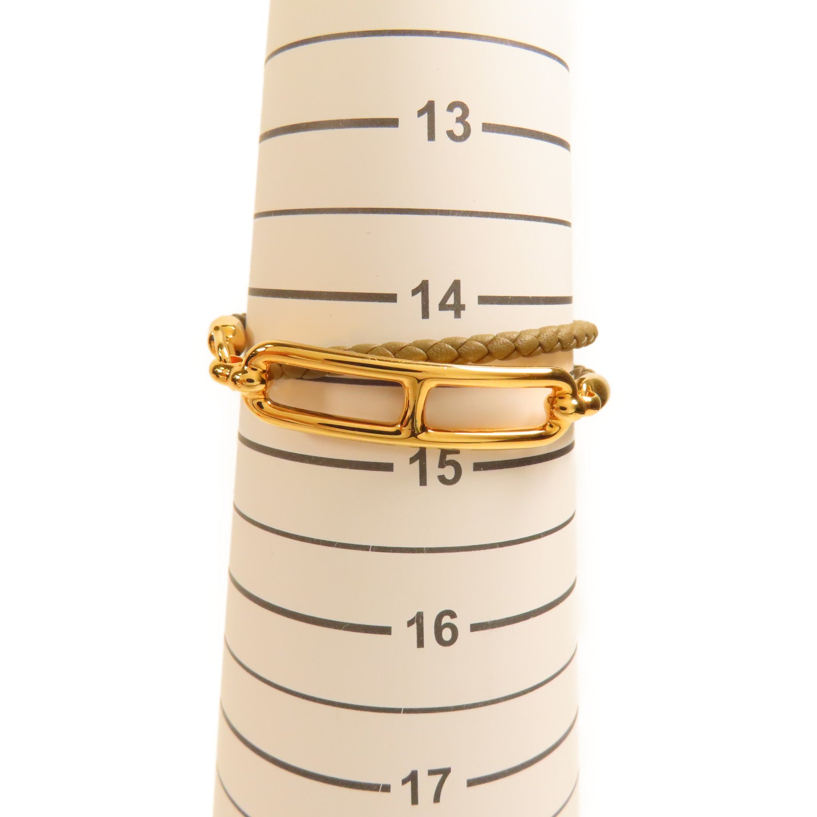 HERMES 牛皮皮革Roulis Double Tour金扣手帶Etoupe