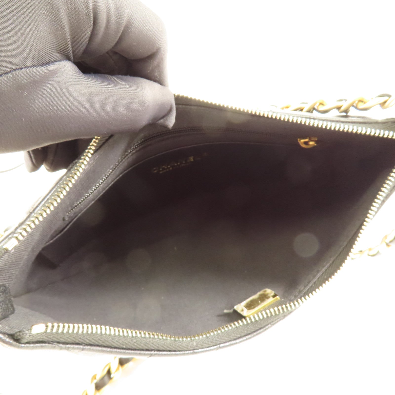 CHANEL 羊皮皮革Matelasse Chain Shoulder金扣手挽肩背兩用袋