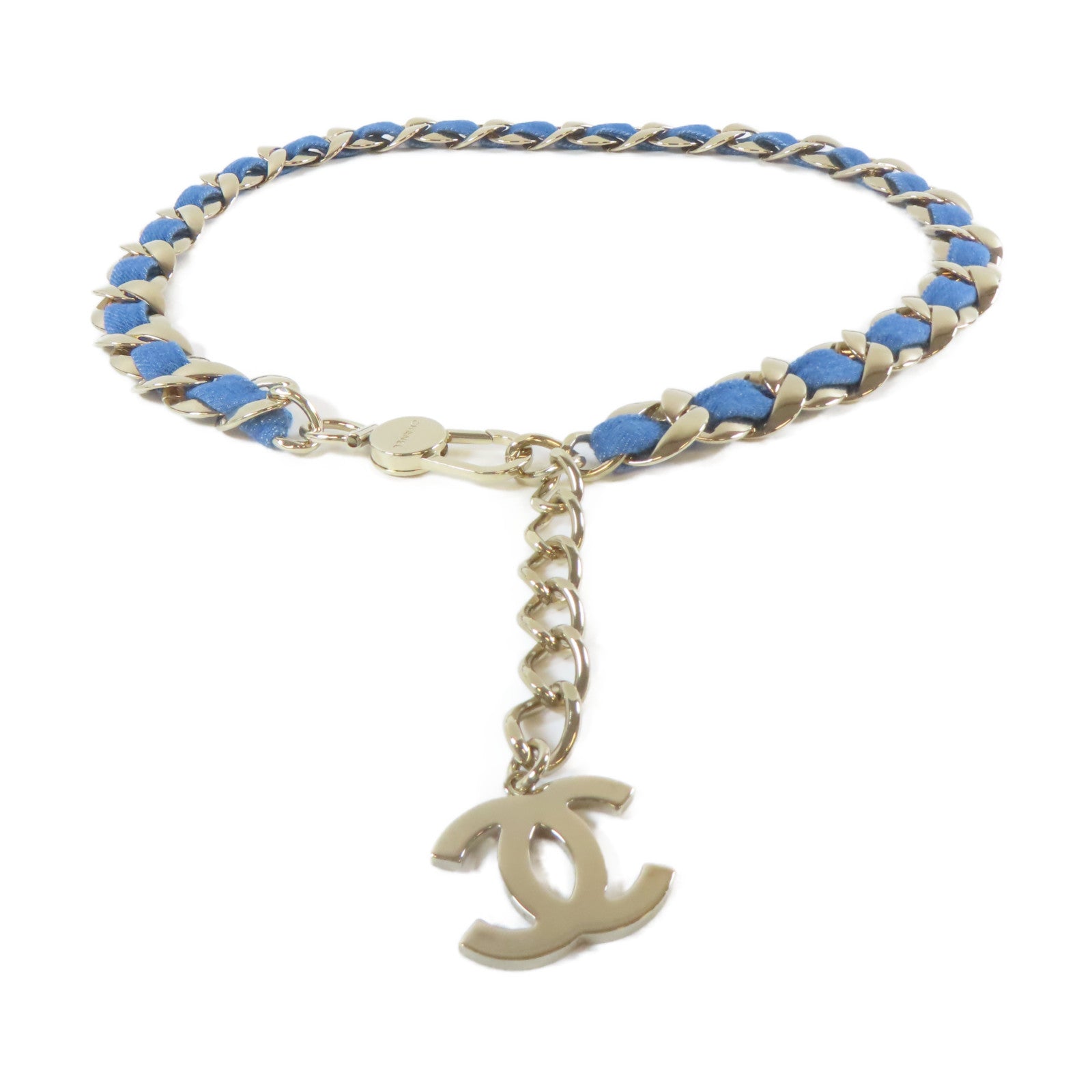 CHANEL 【激減優惠】金屬/牛仔布料Chain Belt腰帶金色/藍色