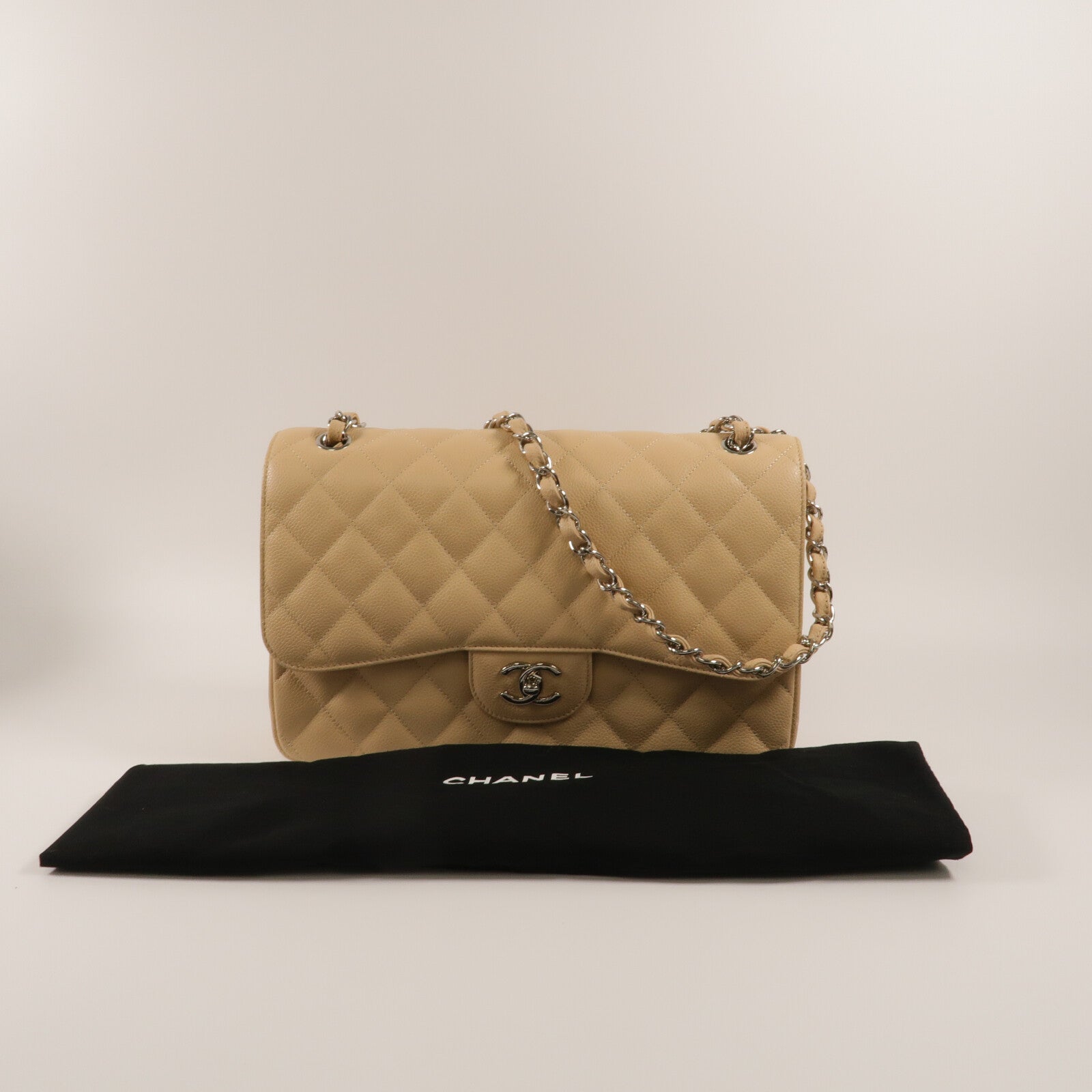 CHANEL 牛皮皮革Large Classic鏈帶肩背袋