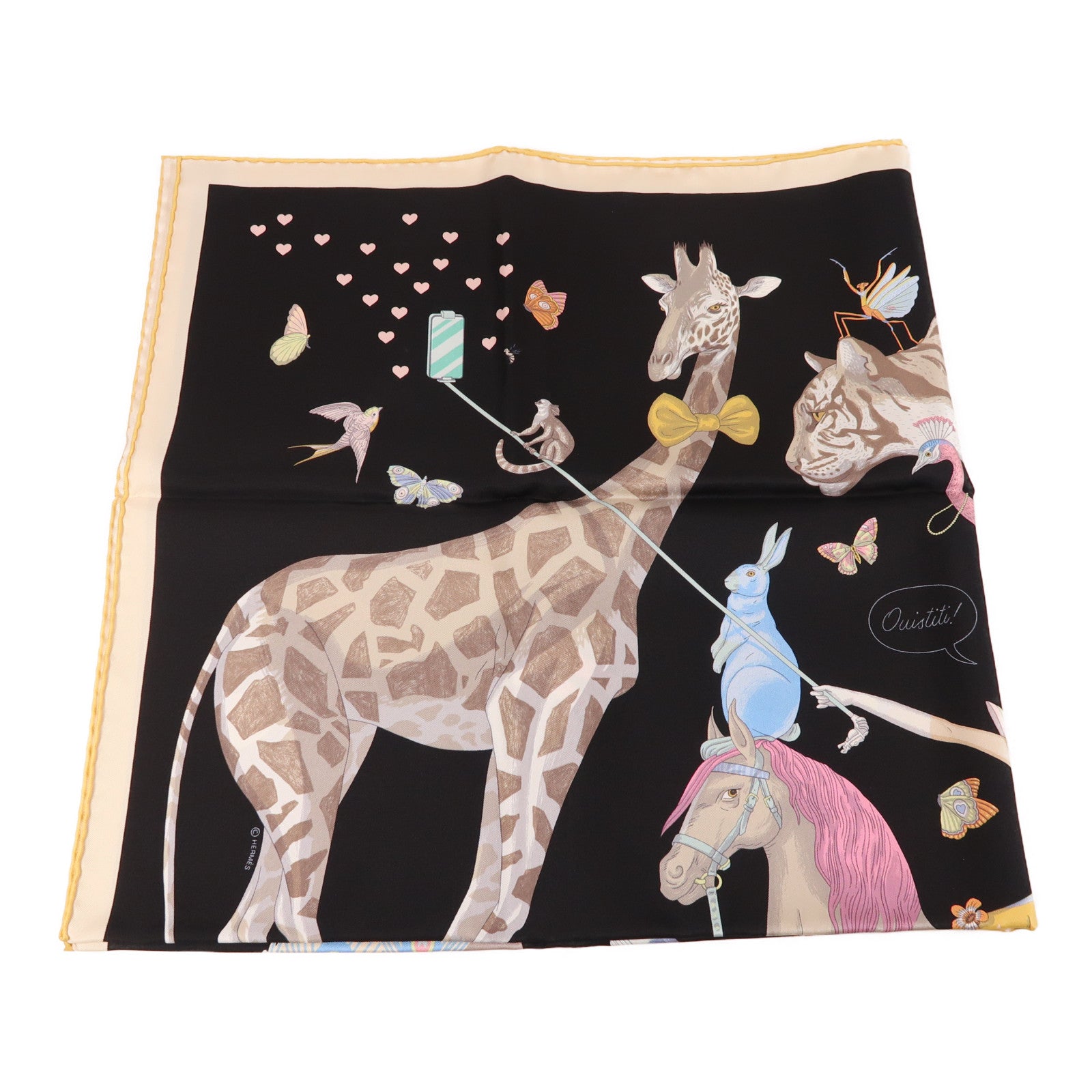 HERMES 絲質Scarf 90X90絲巾黑色
