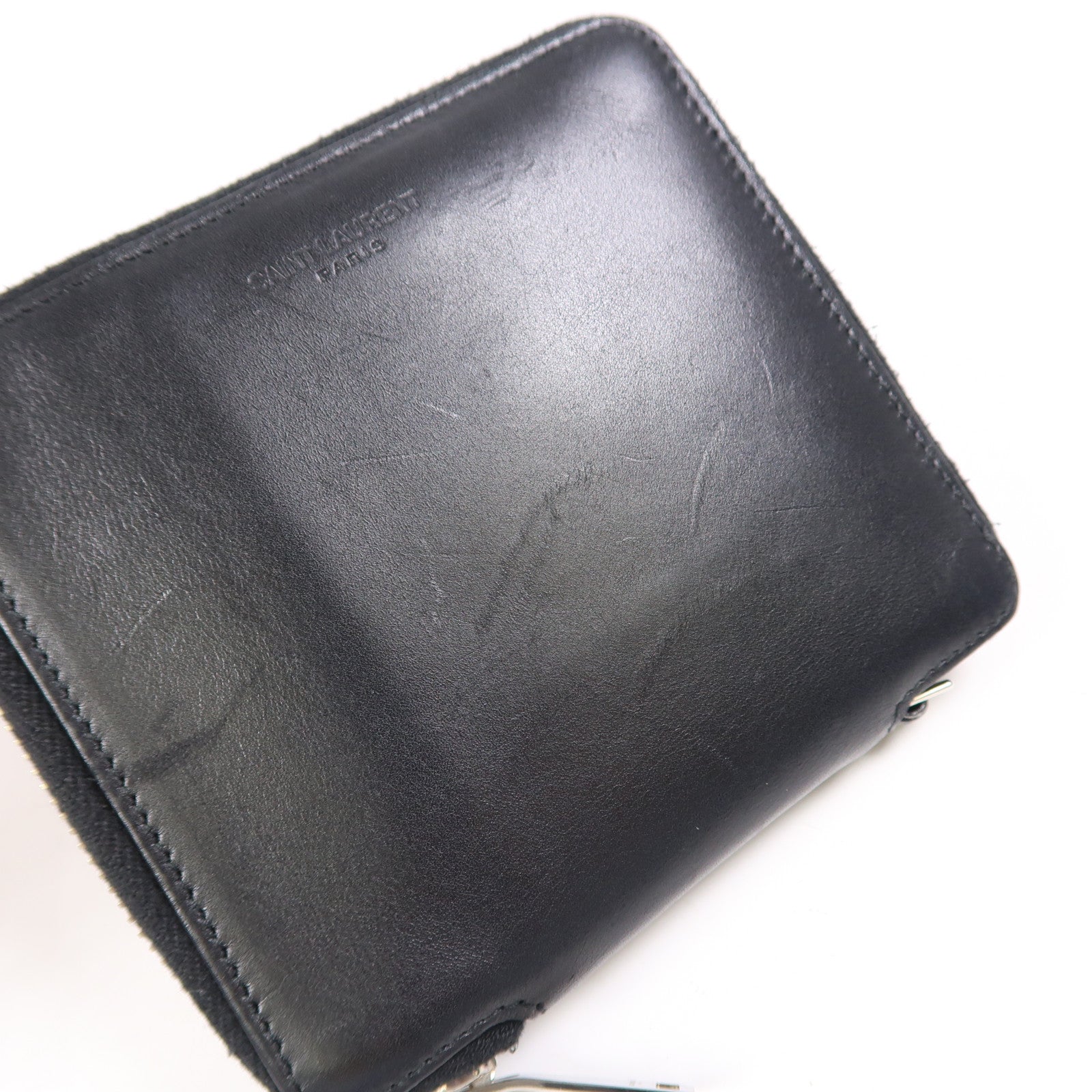 SAINT LAURENT 牛皮皮革Wallet銀扣錢包