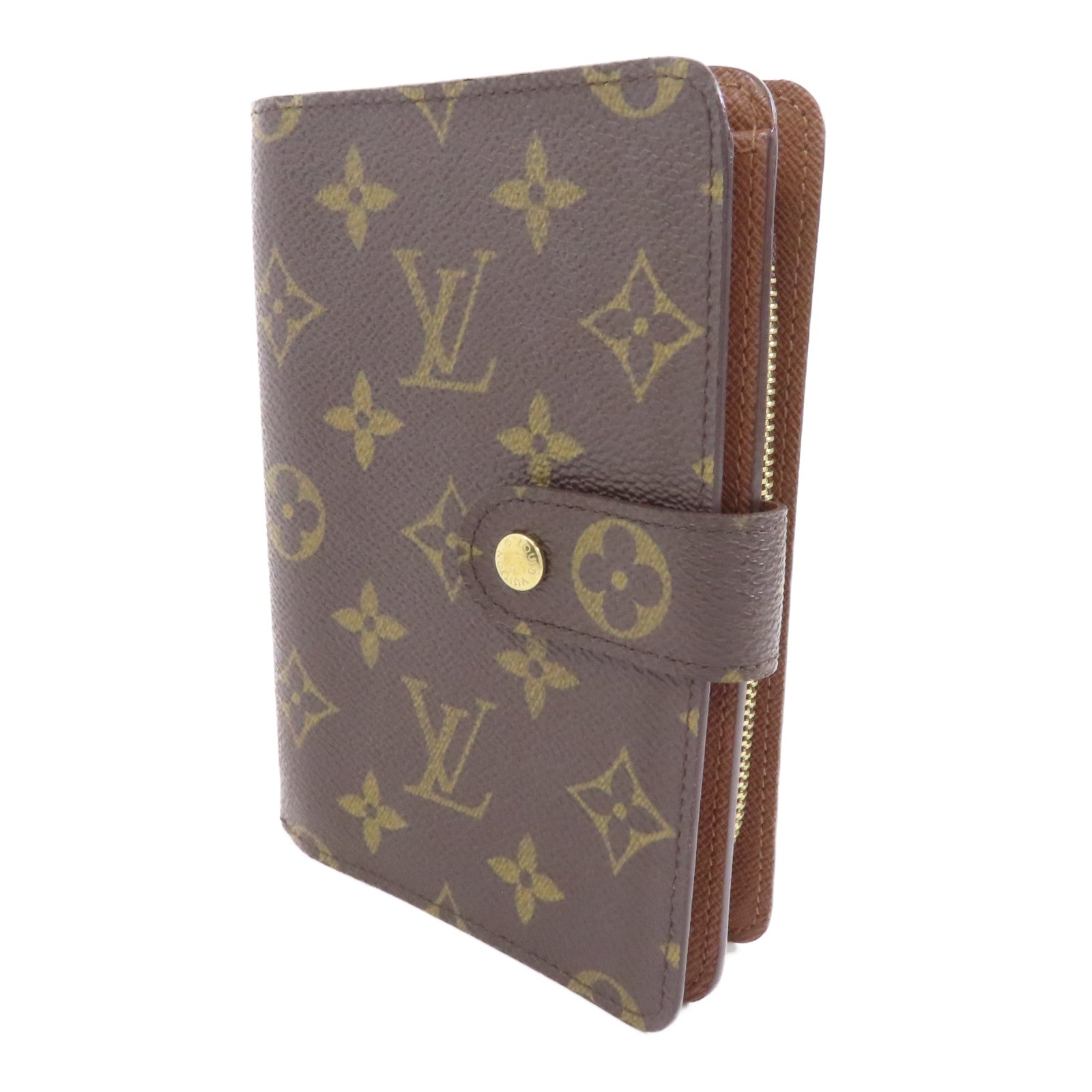 LOUIS VUITTON Monogram Porte Paper金扣錢包棕色