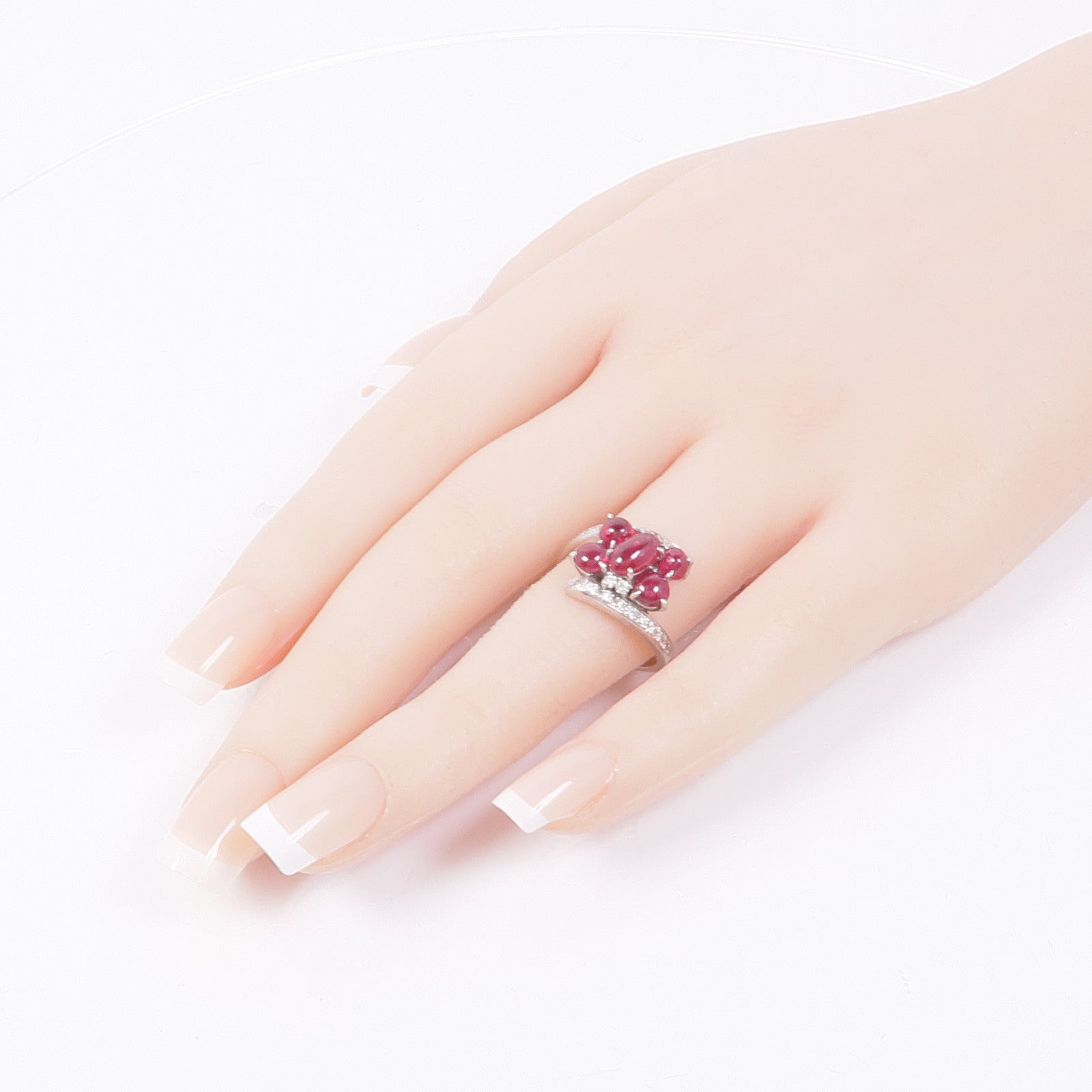 JEWELRY 【激減優惠】PT900鉑金Ruby/Diamond Ring紅寶石/鑽石戒指US#6.5