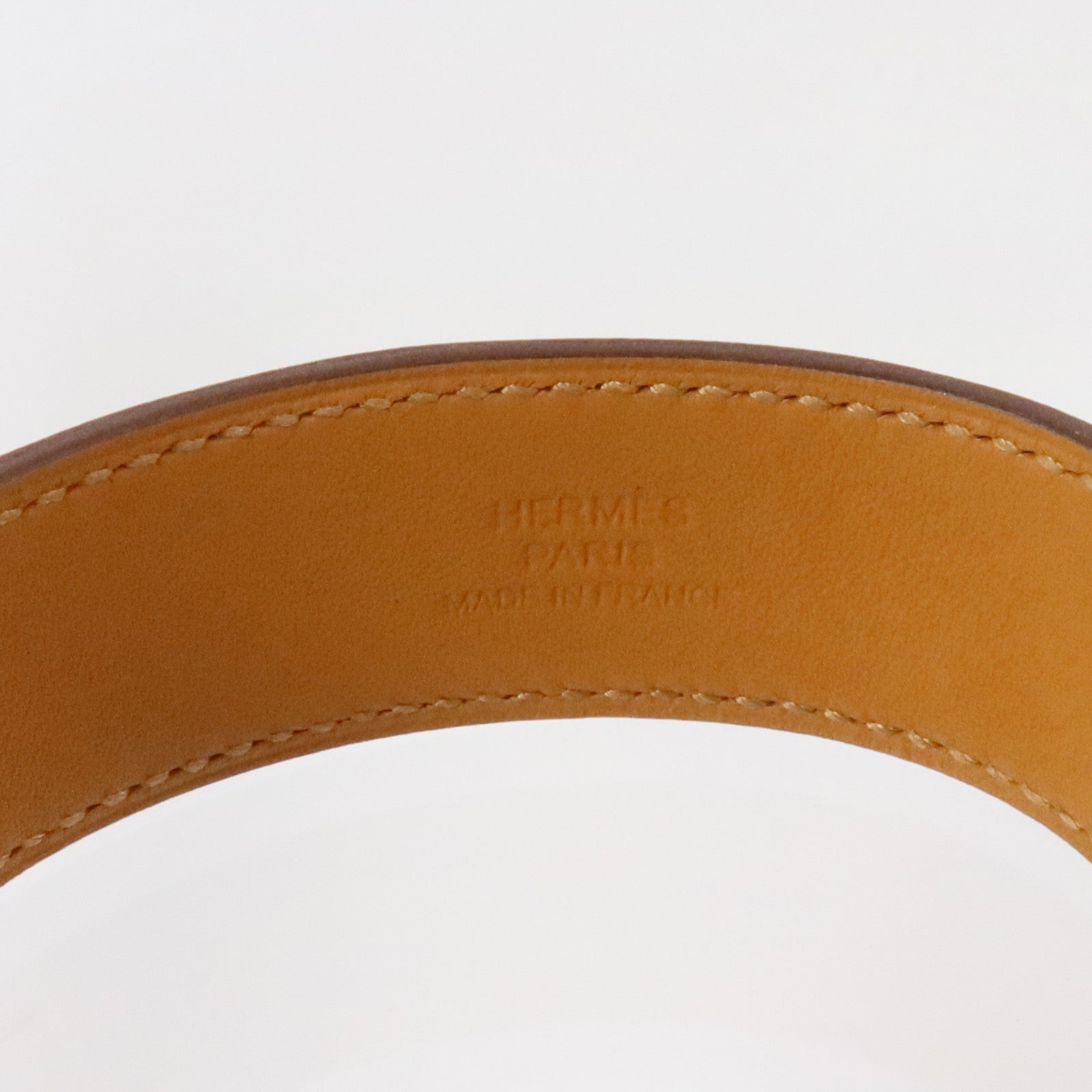 HERMES Madame皮革/金屬Collier De Chien 24 Bracelet銀扣手鏈Gold
