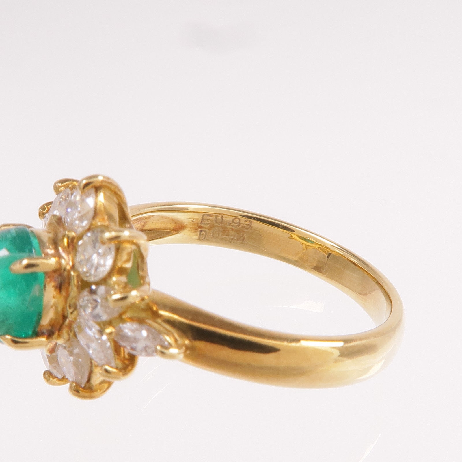 JEWELRY 18K黃金Emerald Diamond Ring綠寶石/鑽石戒指US#5.75