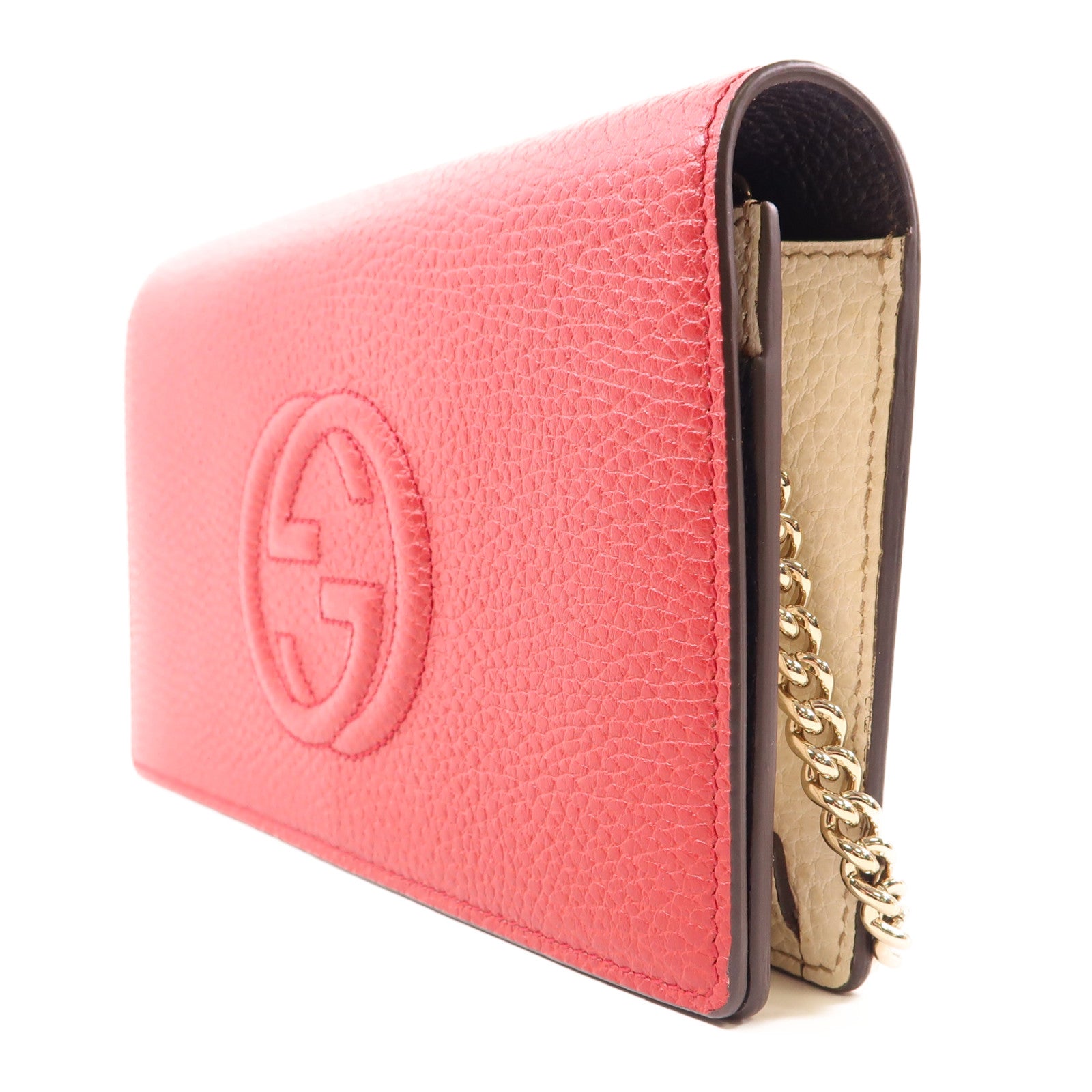 GUCCI 牛皮皮革Wallet On Chain金扣鏈帶肩背袋