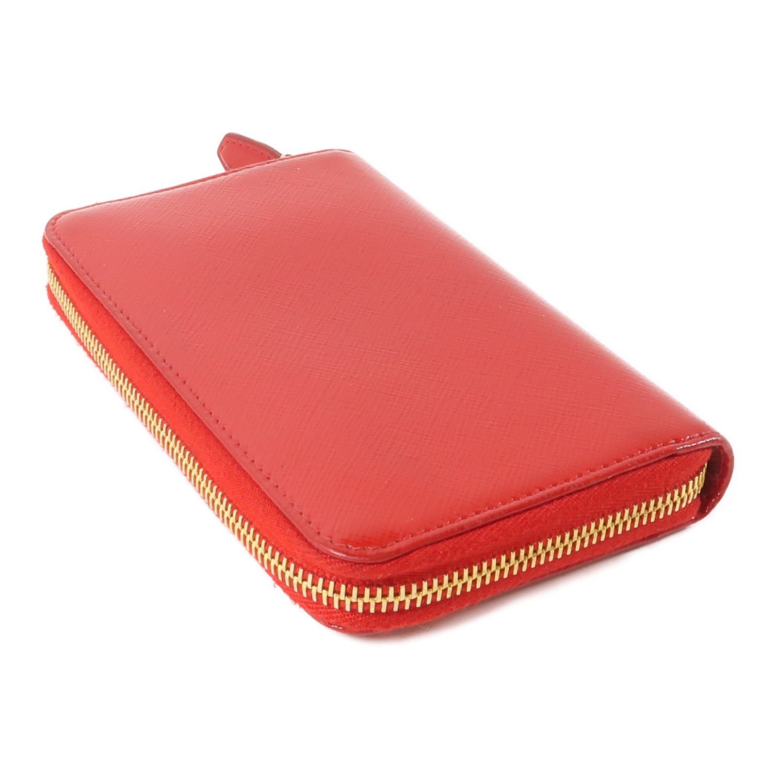 PRADA 皮革Zipper Wallet金扣錢包紅色