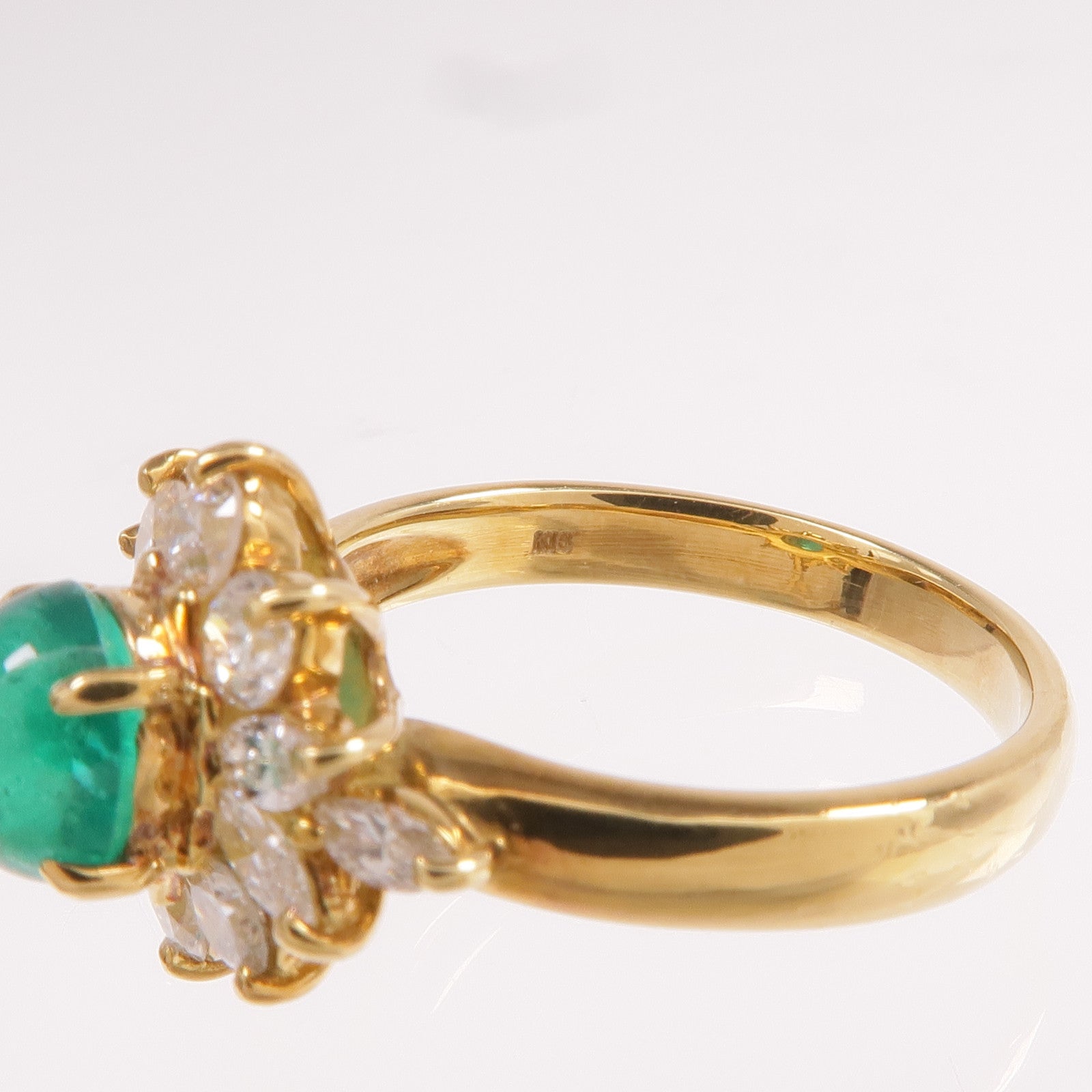 JEWELRY 18K黃金Emerald Diamond Ring綠寶石/鑽石戒指US#5.75