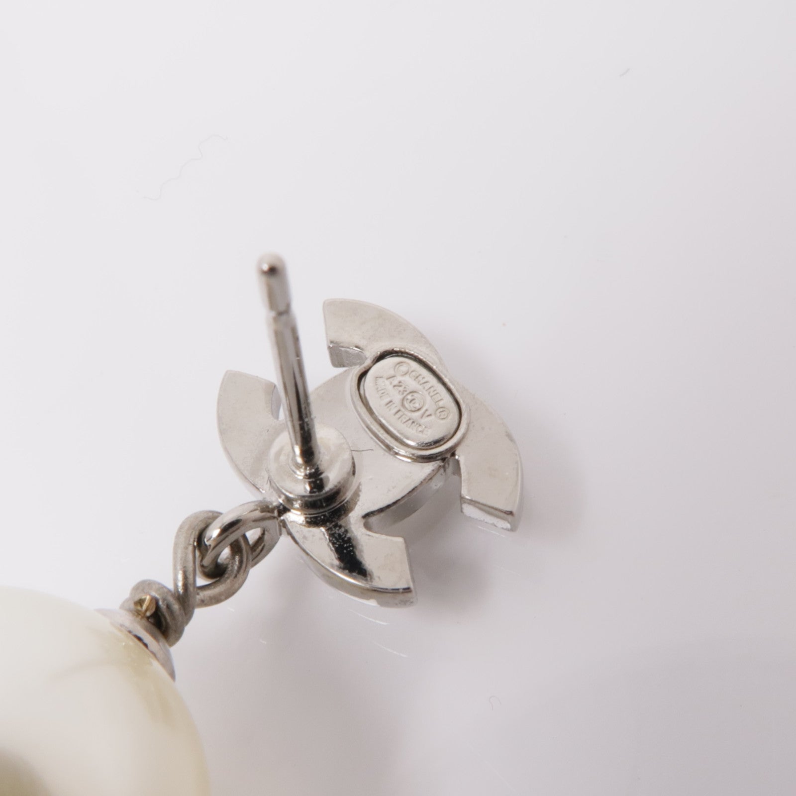 CHANEL PVC/金屬Earrings耳環白色/銀色