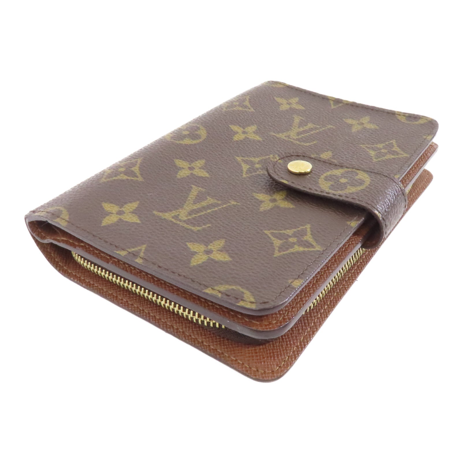 LOUIS VUITTON Monogram Porte Paper金扣錢包棕色