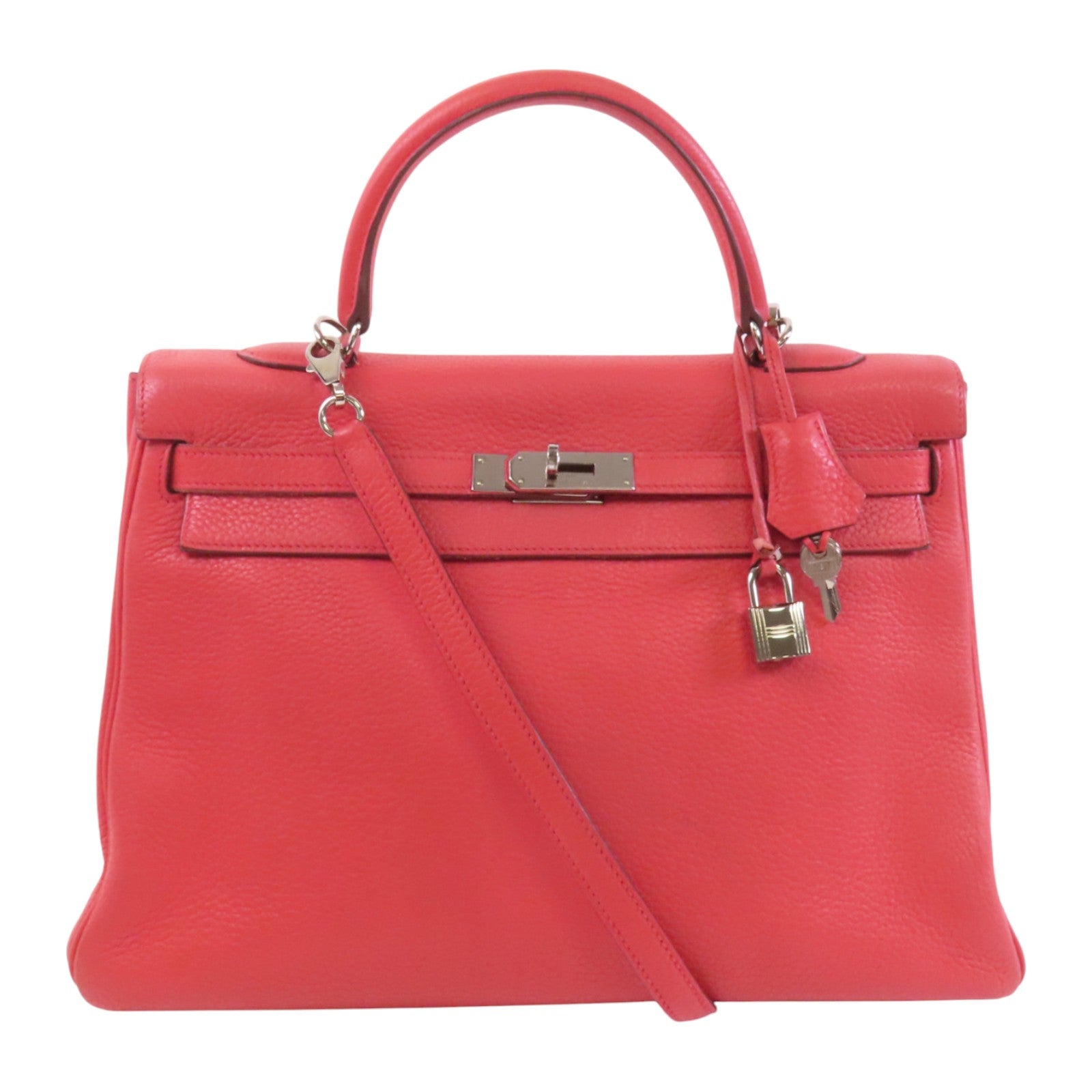 HERMES 【Hermes Fair】Clemence皮革Kelly 35銀扣手挽肩背兩用袋