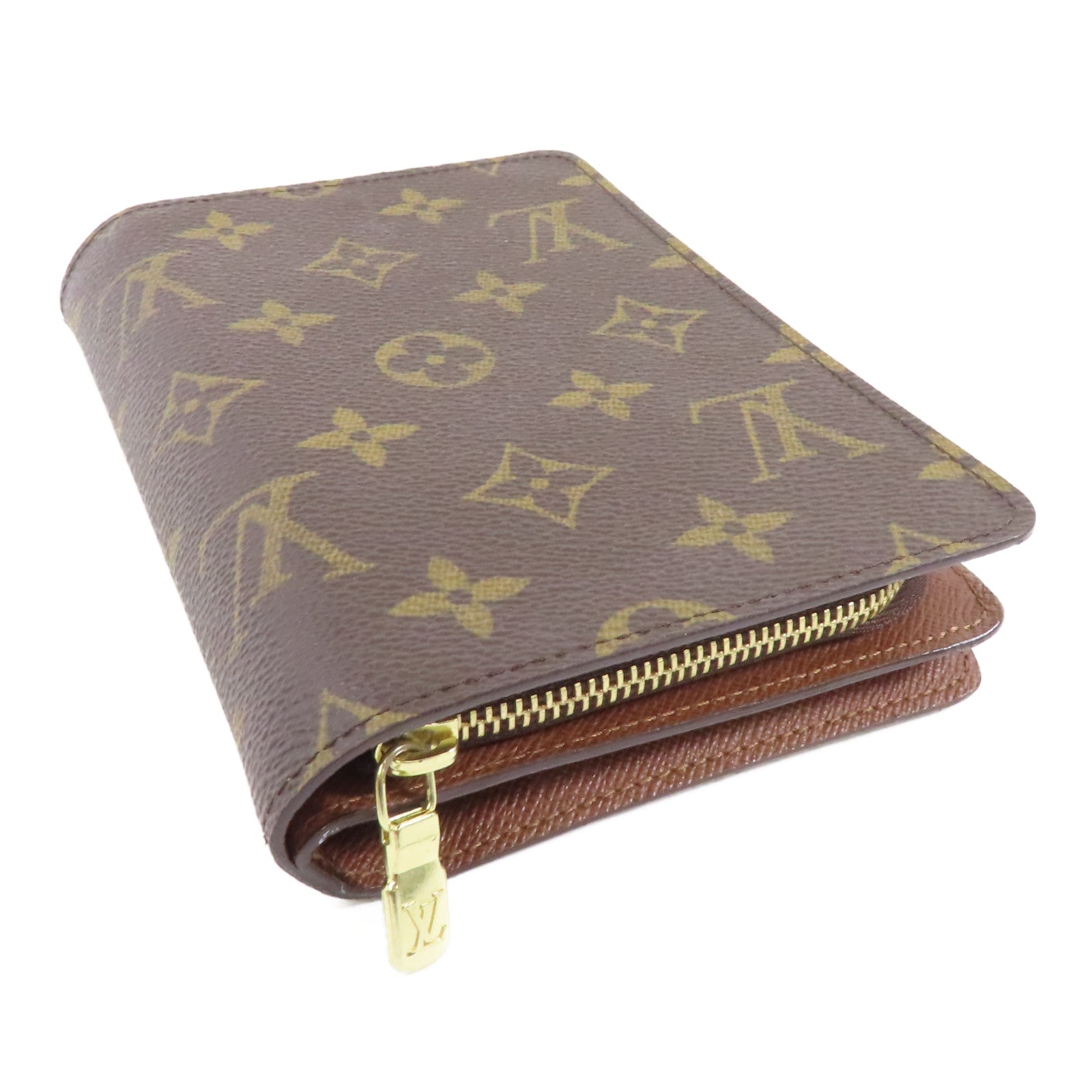 LOUIS VUITTON Monogram Porte Paper金扣錢包棕色