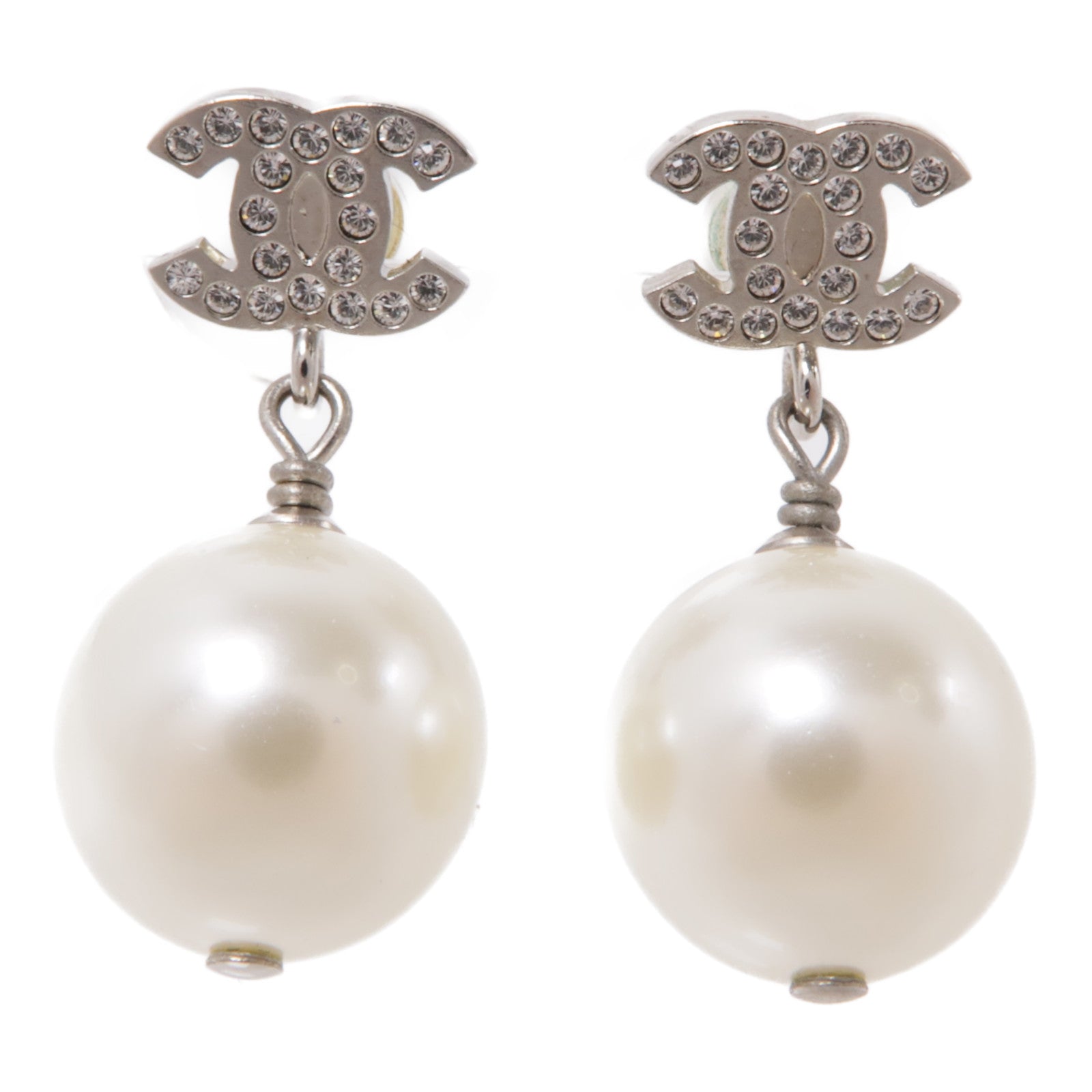 CHANEL PVC/金屬Earrings耳環白色/銀色