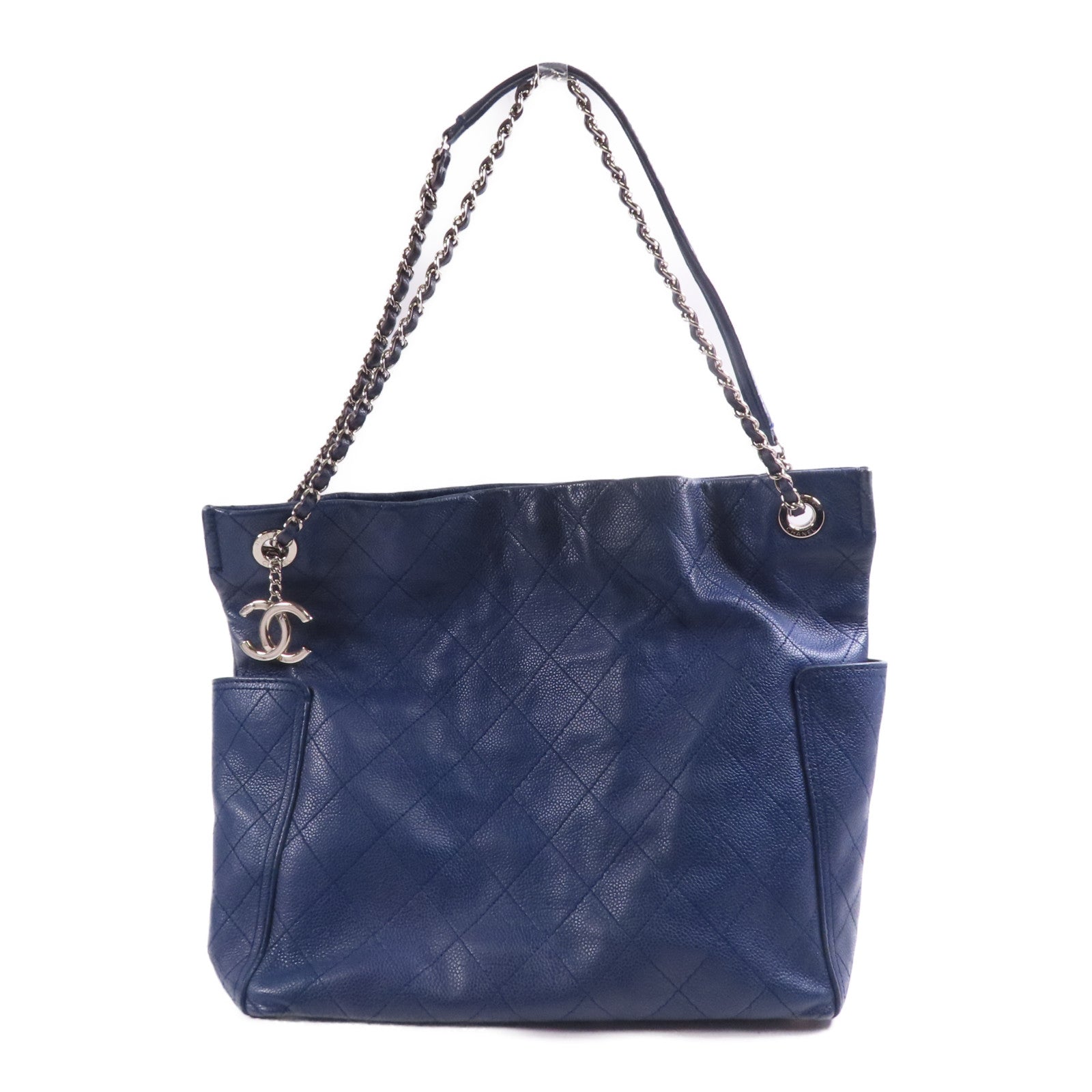CHANEL 牛皮皮革皮革Shoulder Bag銀扣鏈帶肩背袋
