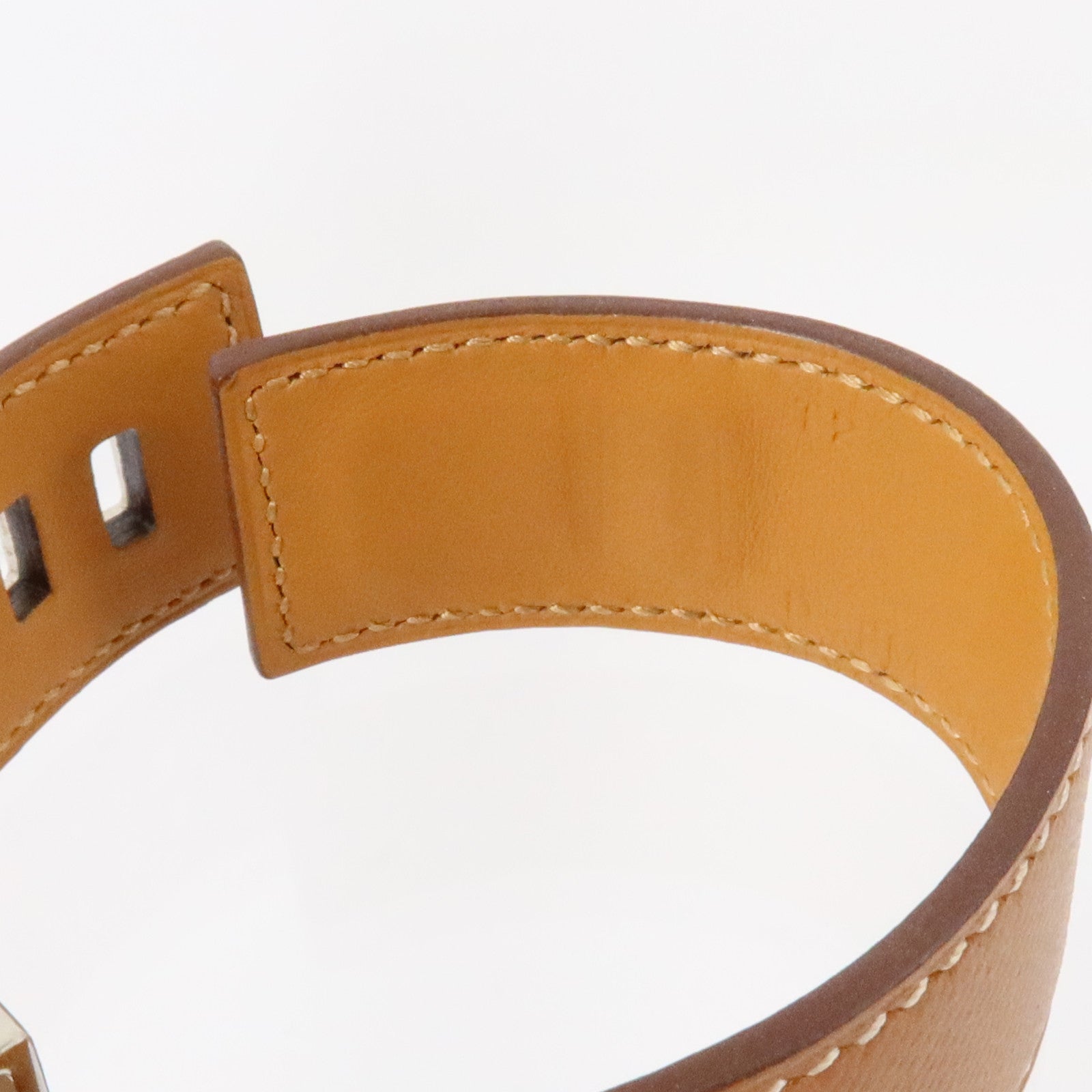 HERMES Madame皮革/金屬Collier De Chien 24 Bracelet銀扣手鏈Gold