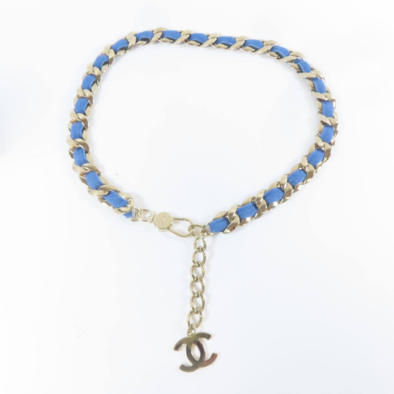 CHANEL 【激減優惠】金屬/牛仔布料Chain Belt腰帶金色/藍色