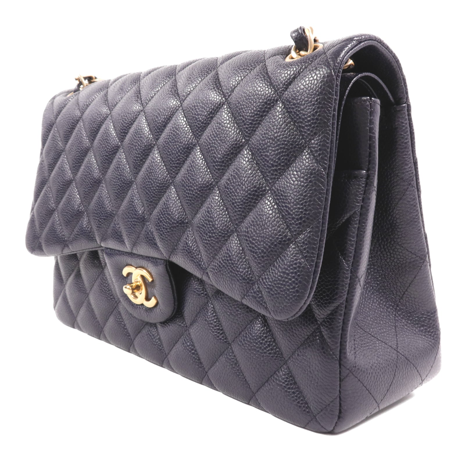 CHANEL 牛皮皮革Large Classic金扣鏈帶肩背袋