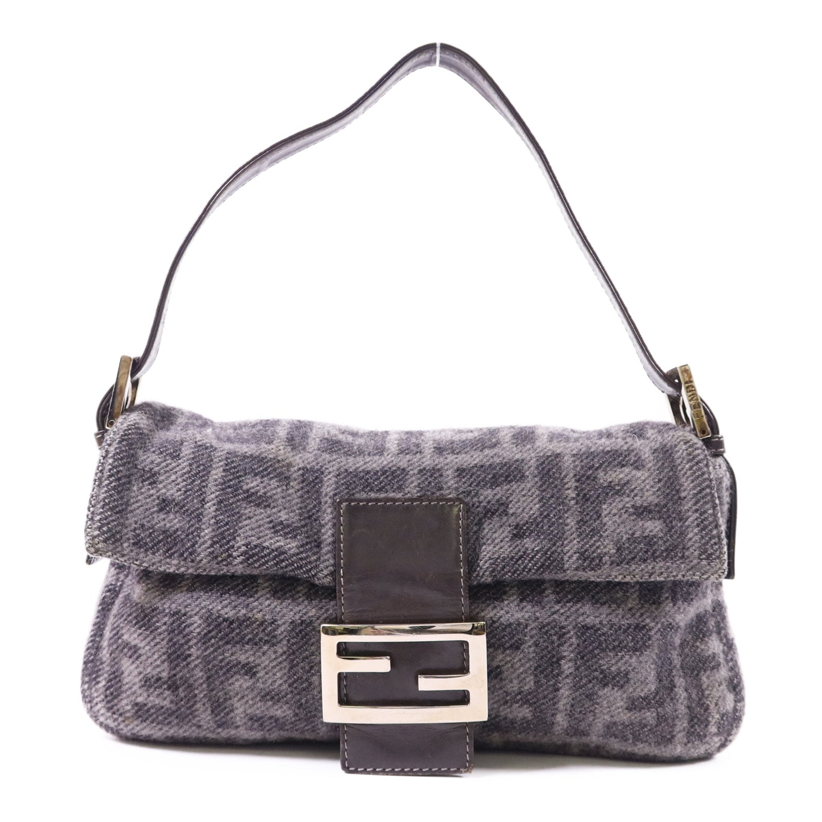 FENDI 羊毛Baguette銀扣肩背袋2384